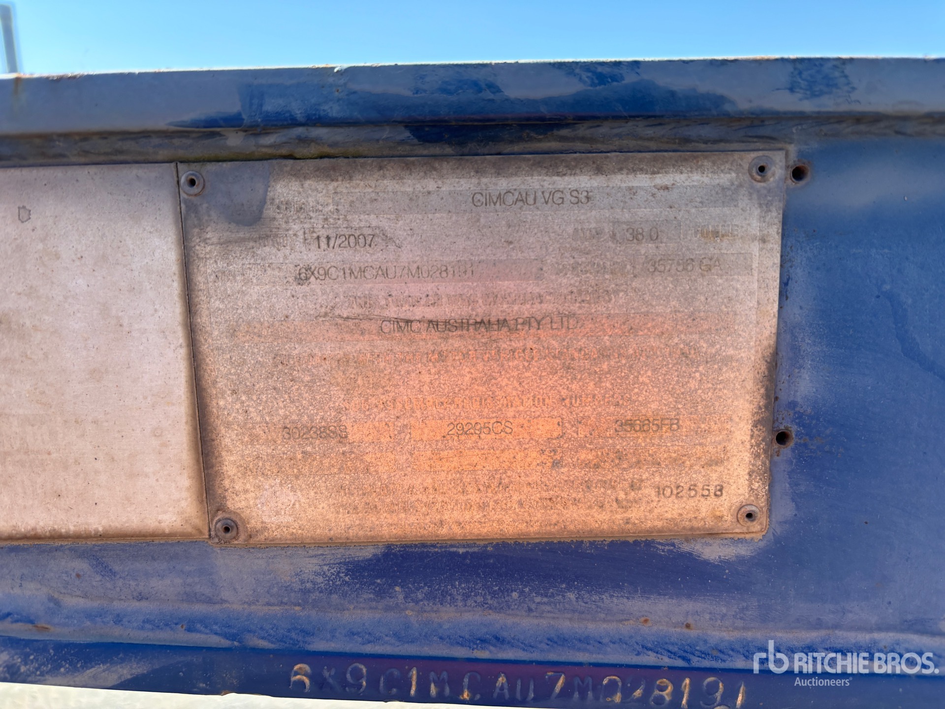 General Appearance with Serial Number / VIN