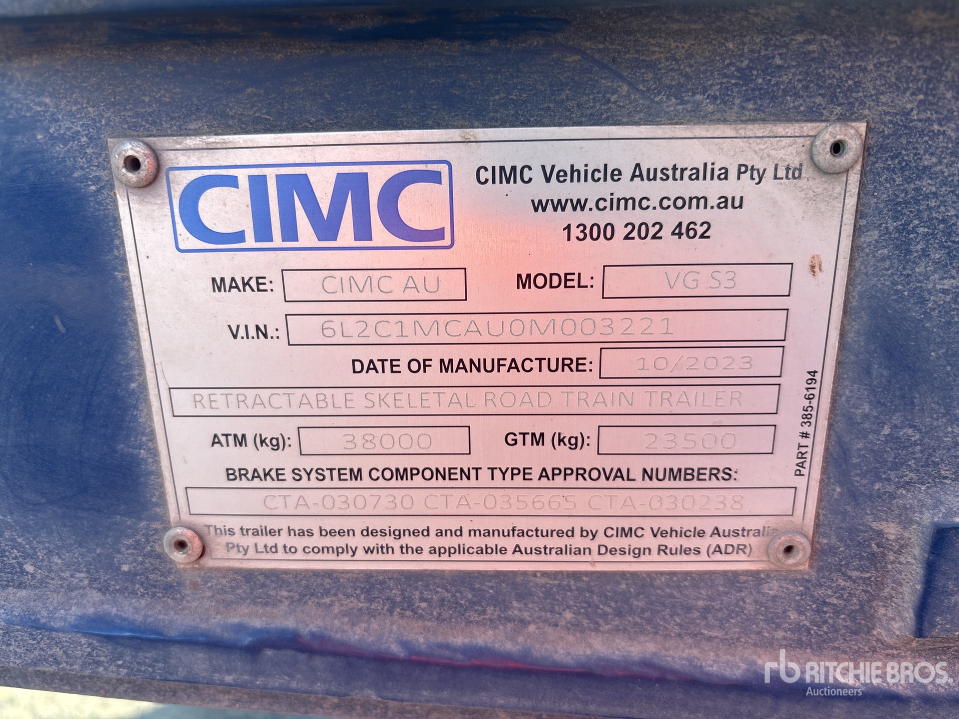General Appearance with Serial Number / VIN
