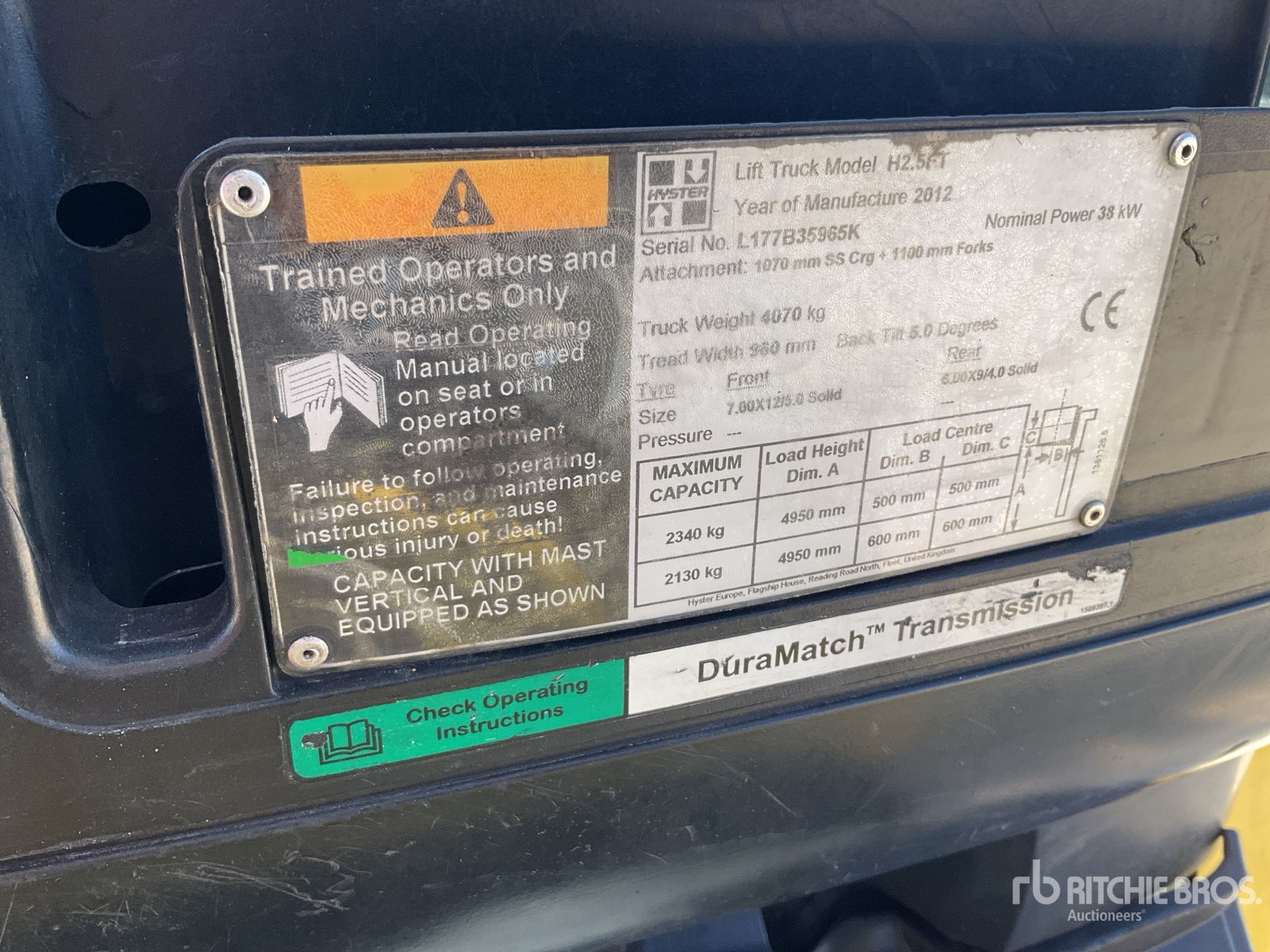 General Appearance with Serial Number / VIN