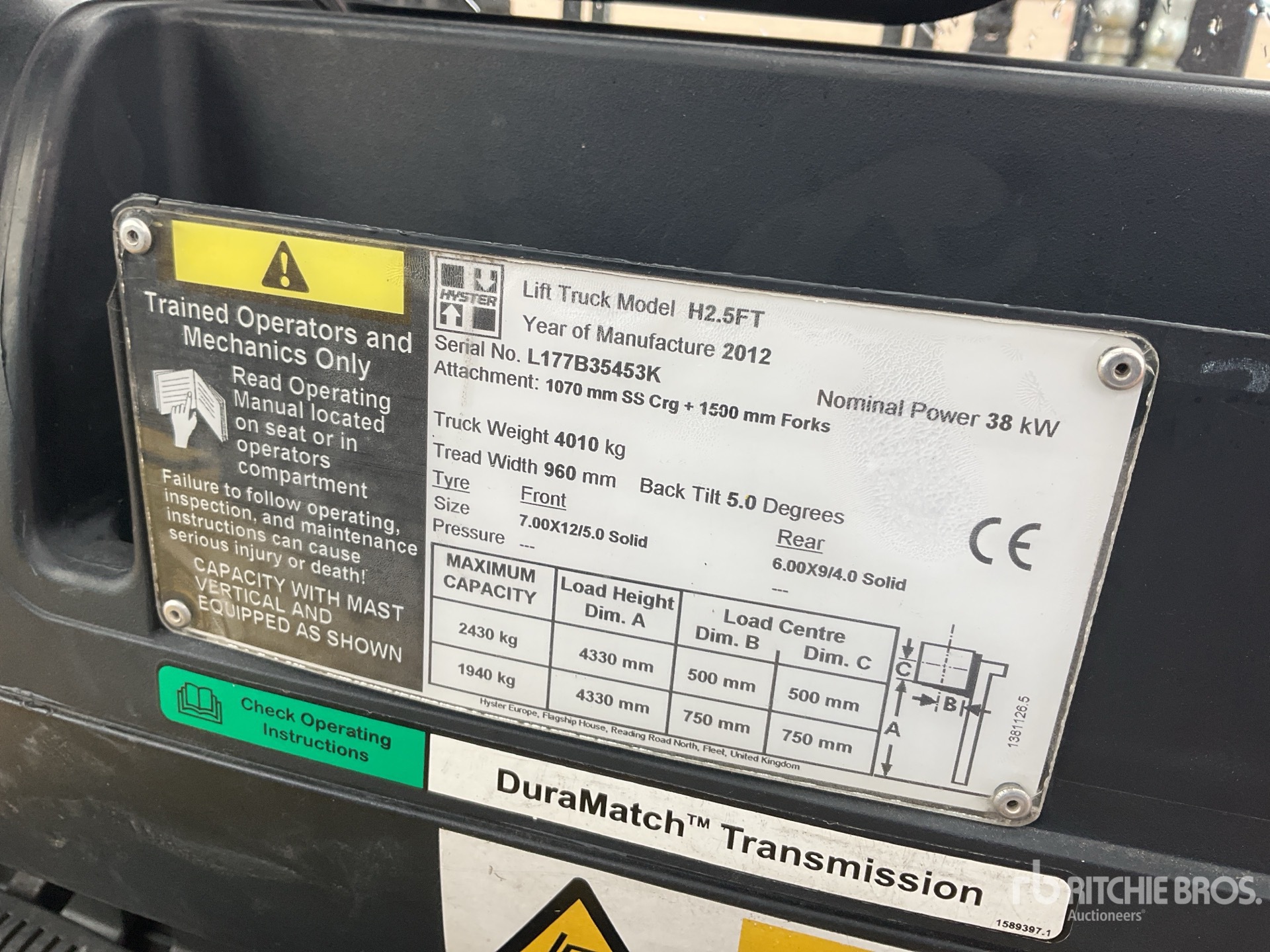 General Appearance with Serial Number / VIN