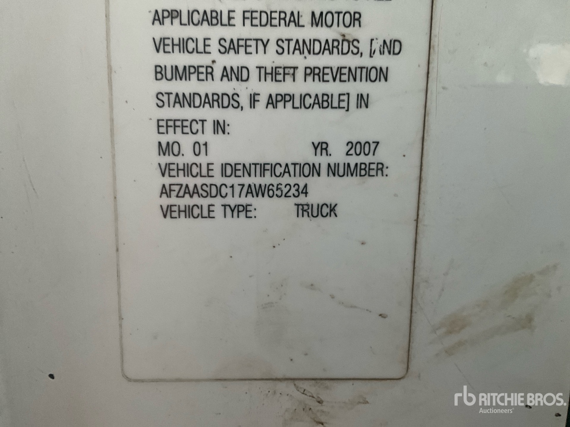 General Appearance with Serial Number / VIN