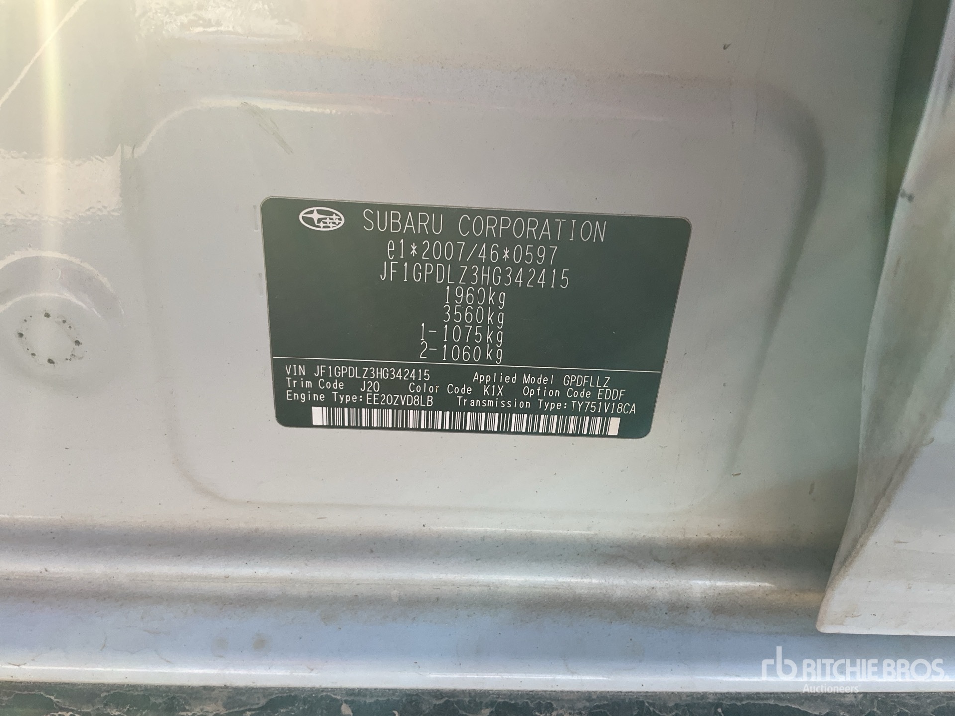 General Appearance with Serial Number / VIN