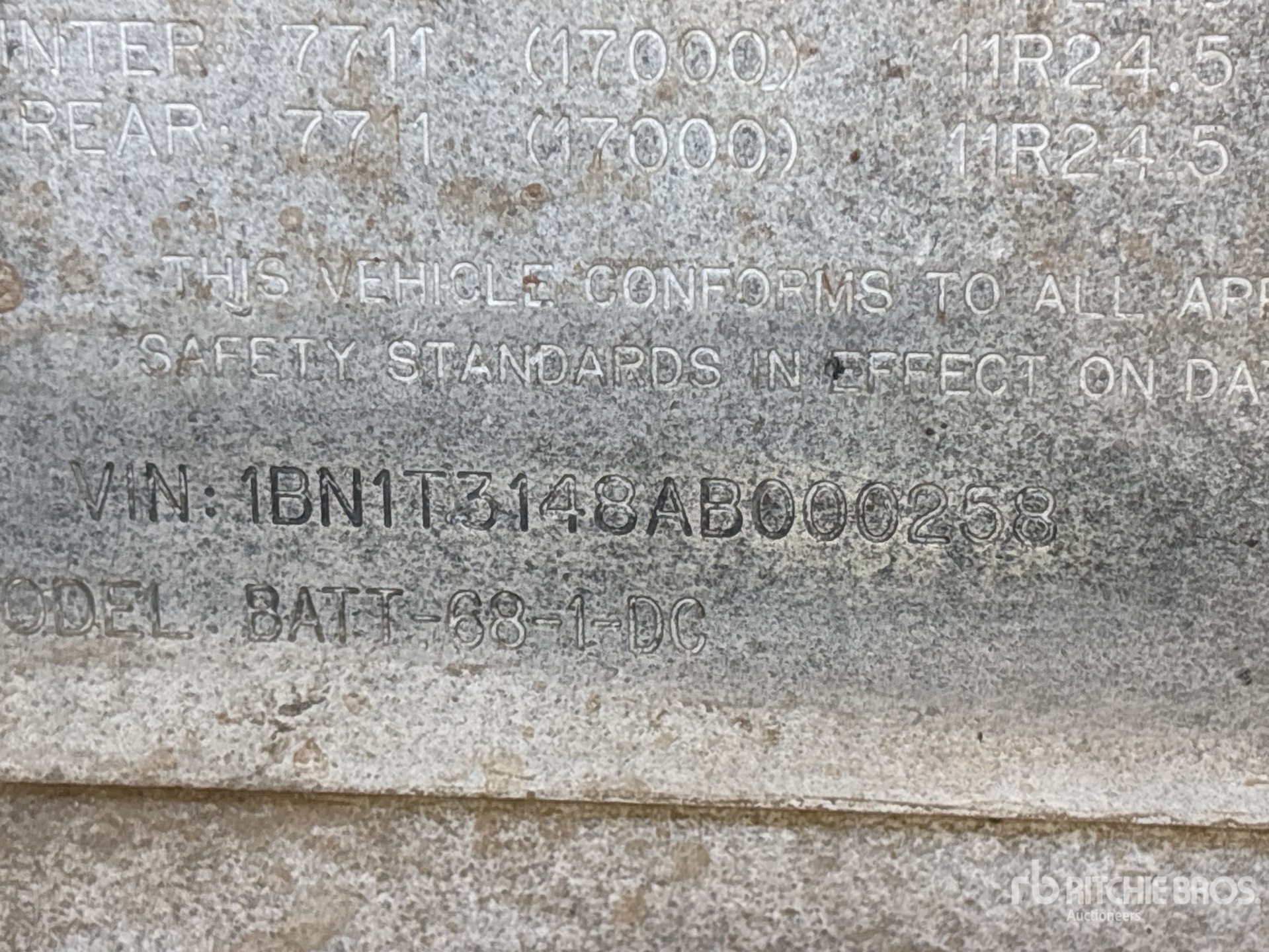 General Appearance with Serial Number / VIN