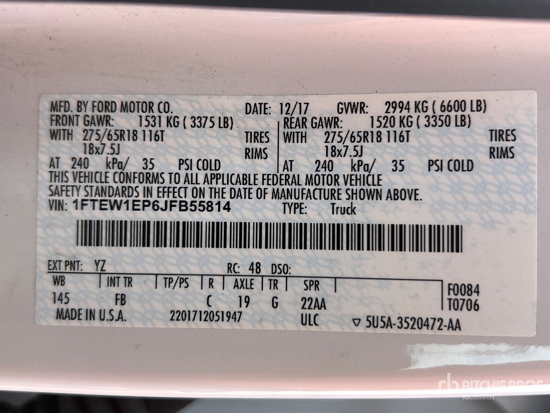 General Appearance with Serial Number / VIN