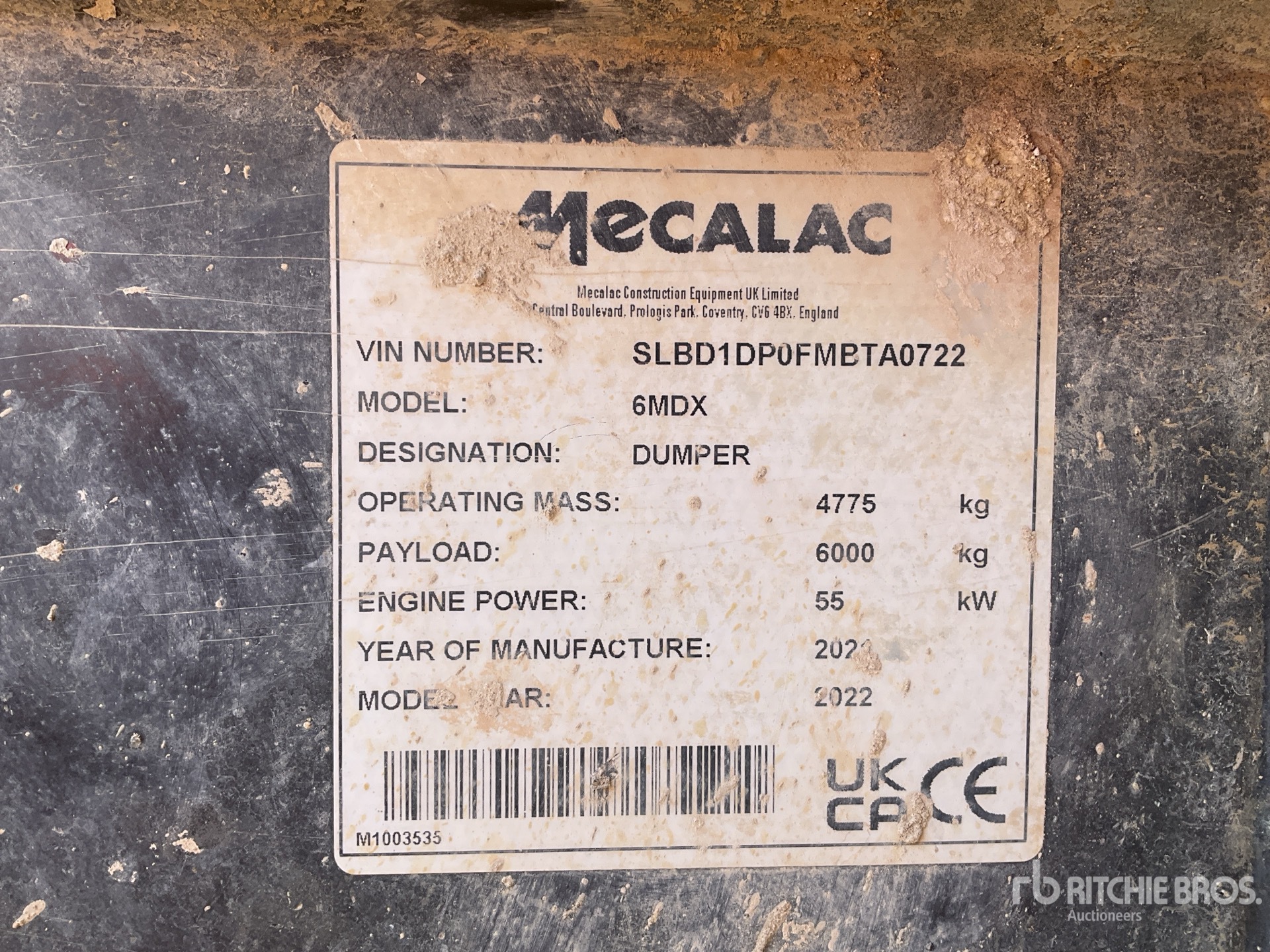 General Appearance with Serial Number / VIN