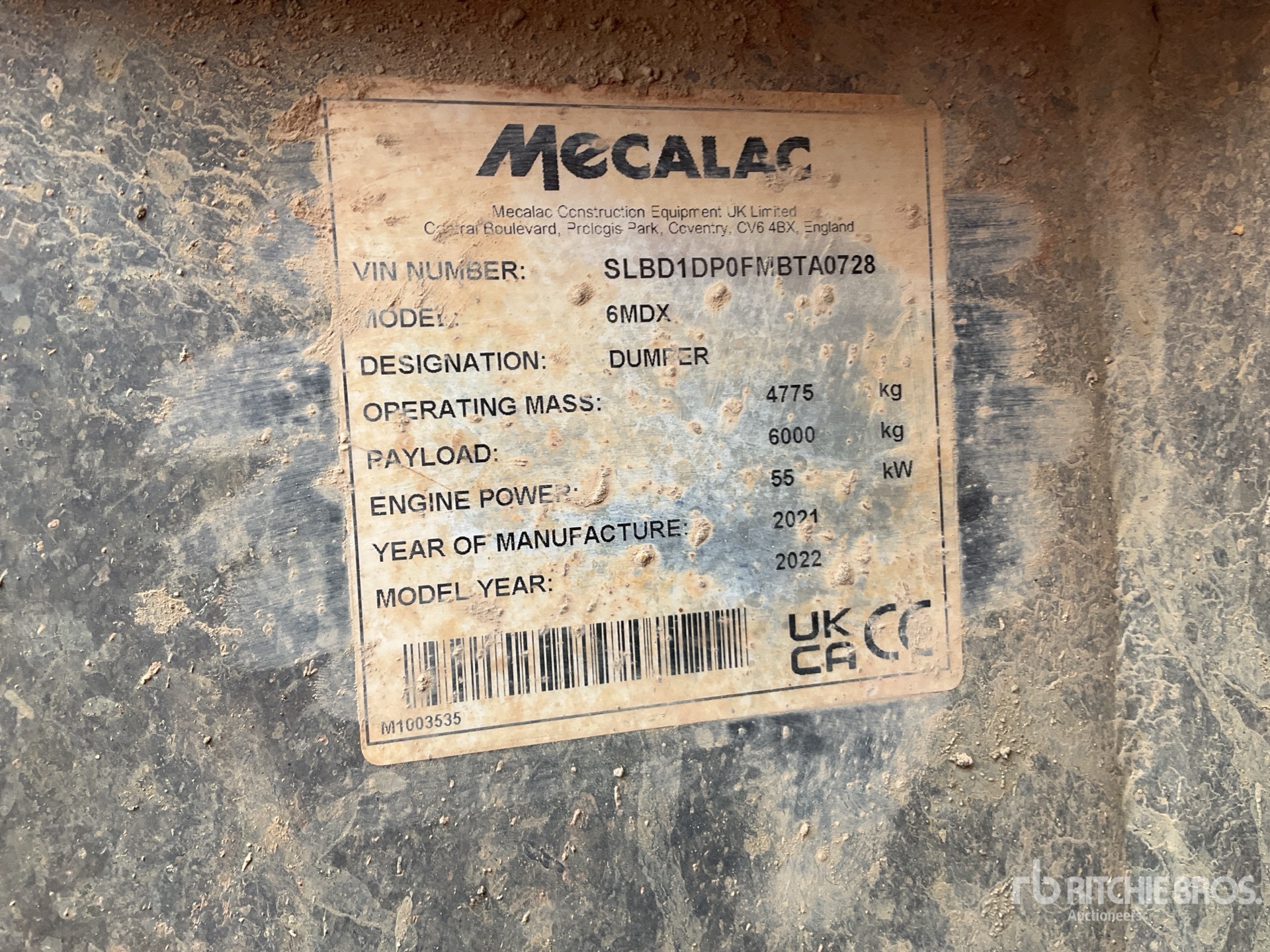 General Appearance with Serial Number / VIN