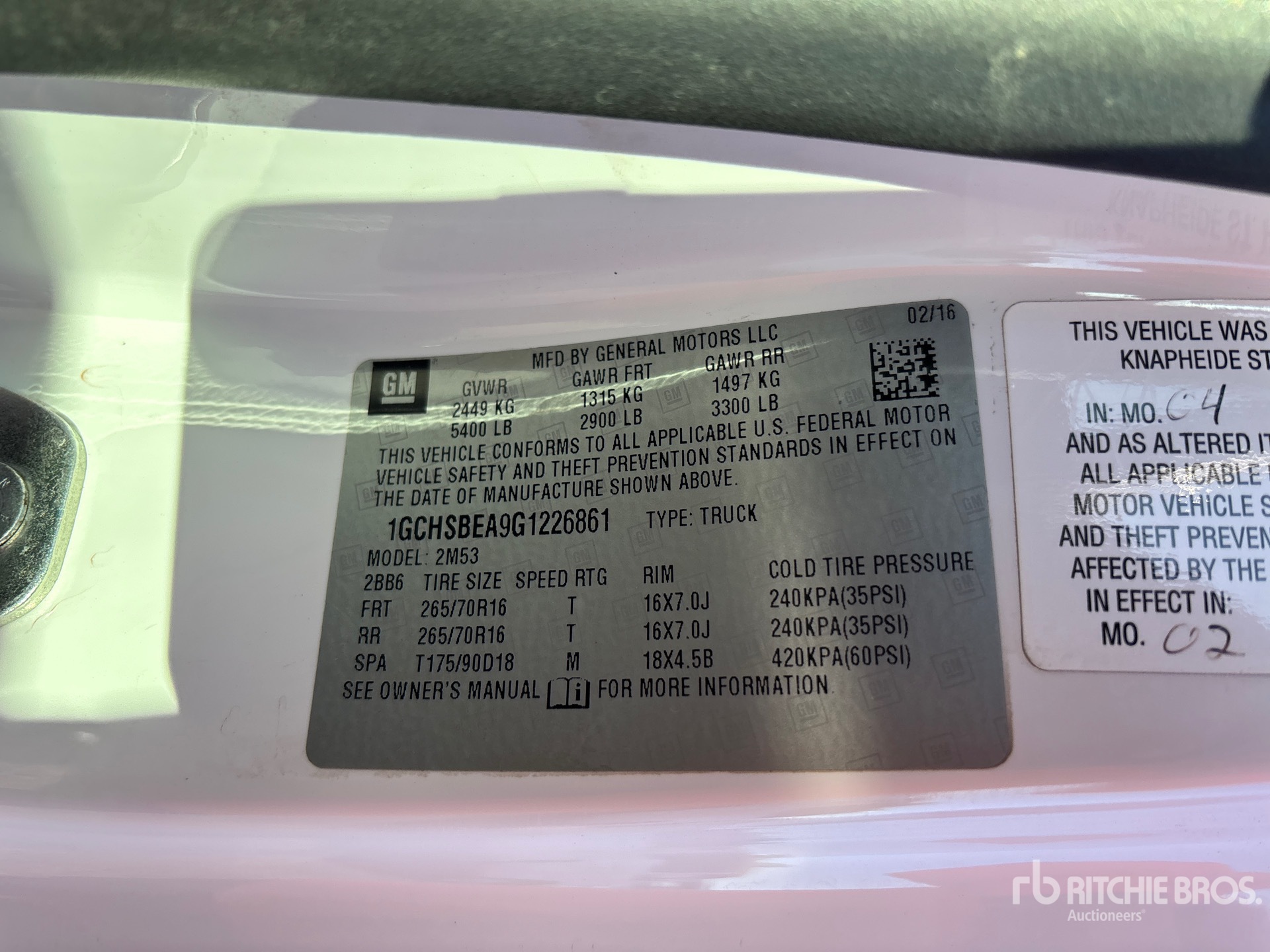 General Appearance with Serial Number / VIN