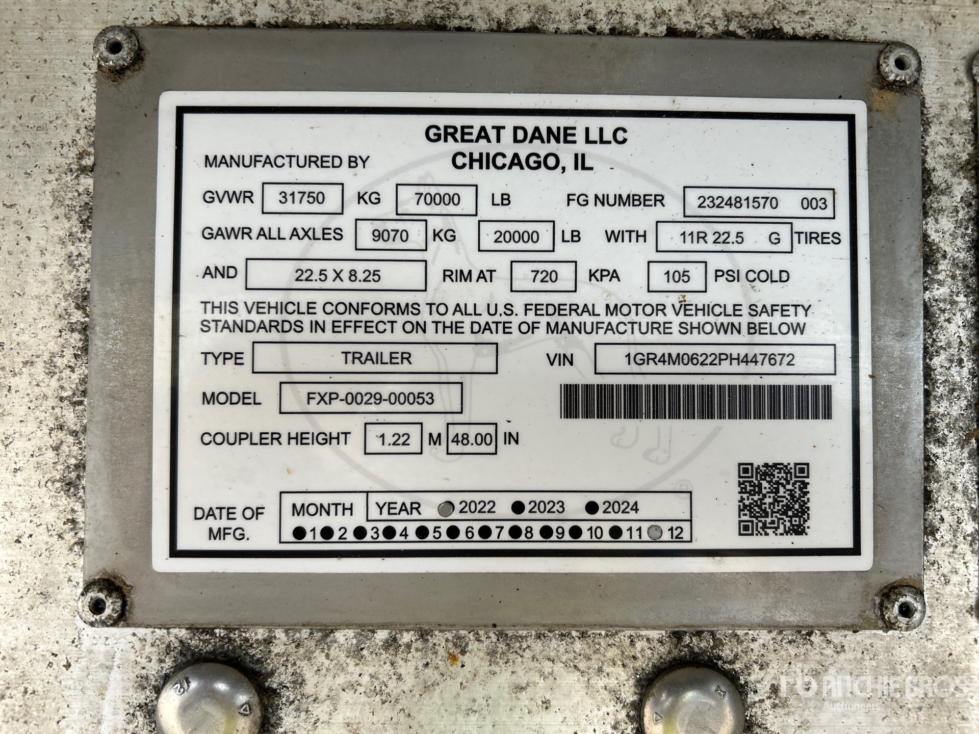 General Appearance with Serial Number / VIN