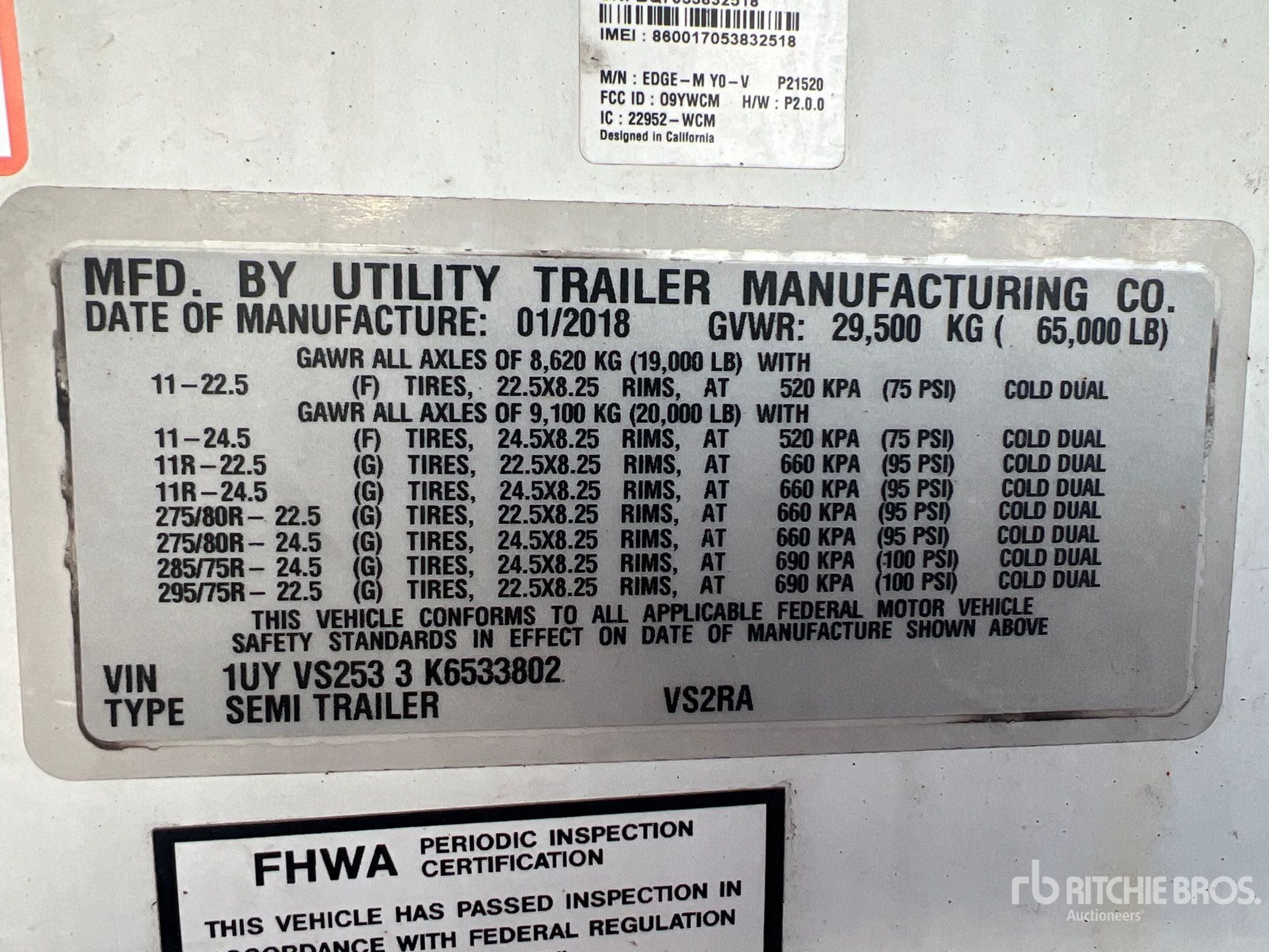 General Appearance with Serial Number / VIN