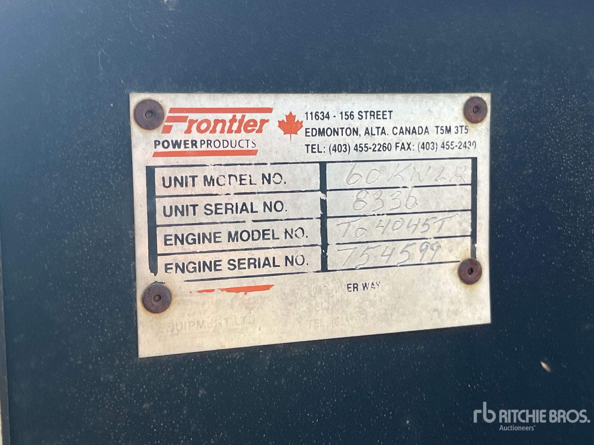 General Appearance with Serial Number / VIN