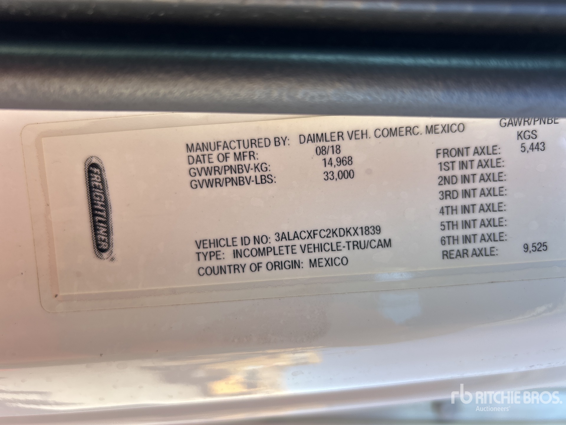 General Appearance with Serial Number / VIN