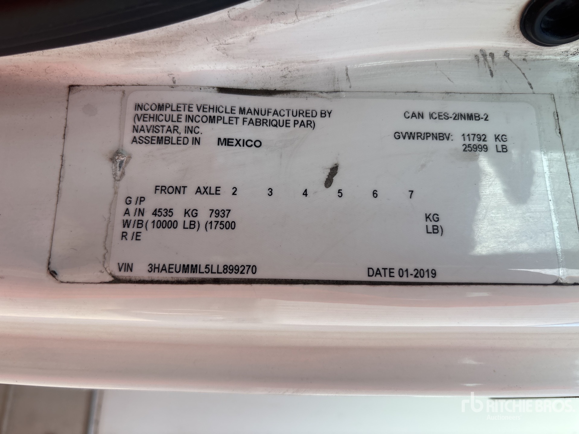 General Appearance with Serial Number / VIN
