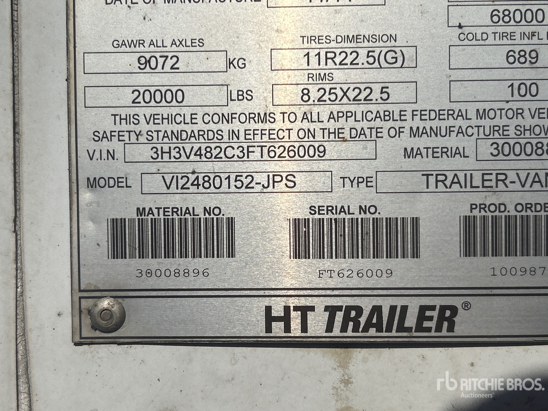 General Appearance with Serial Number / VIN