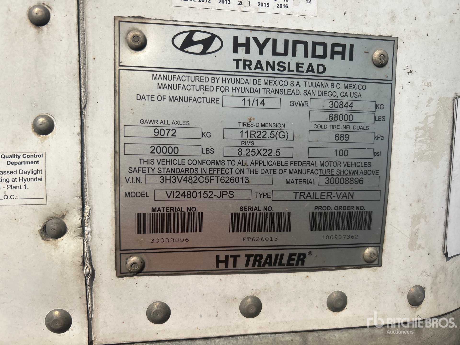 General Appearance with Serial Number / VIN