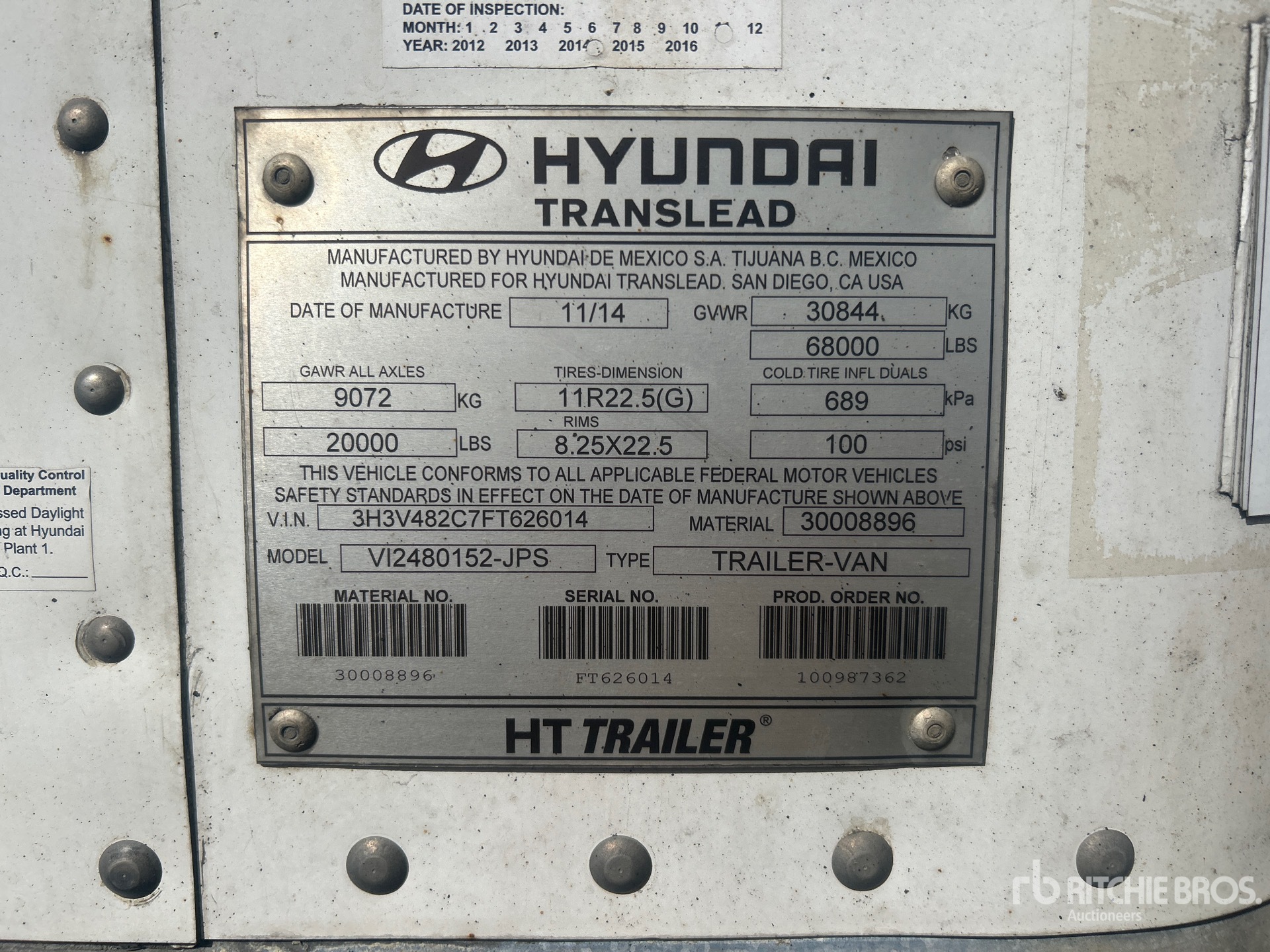 General Appearance with Serial Number / VIN
