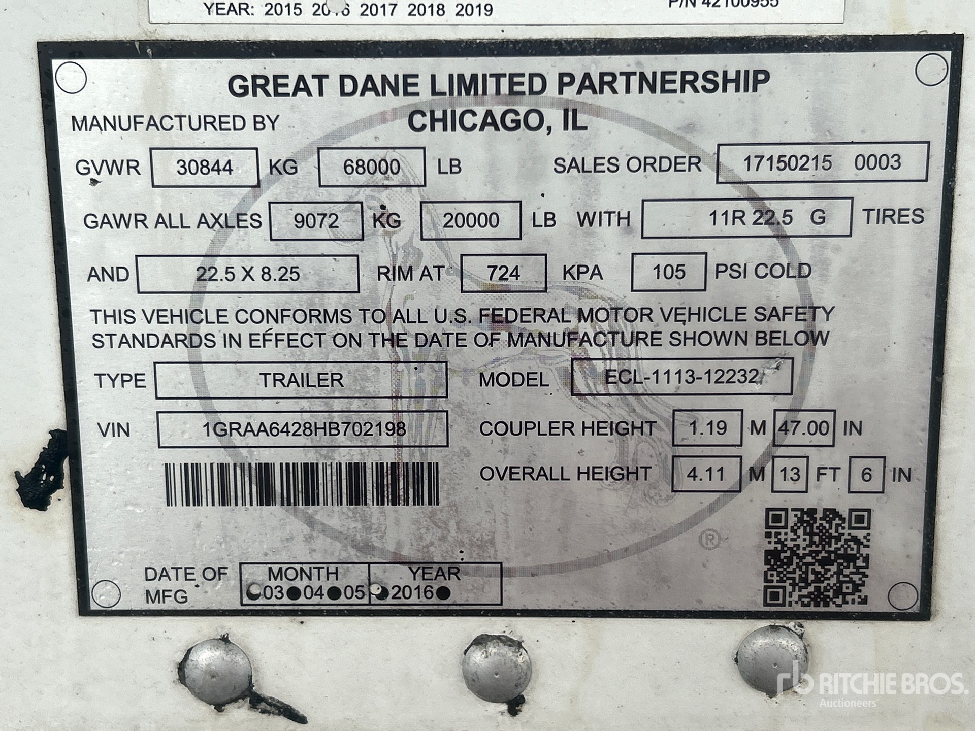 General Appearance with Serial Number / VIN