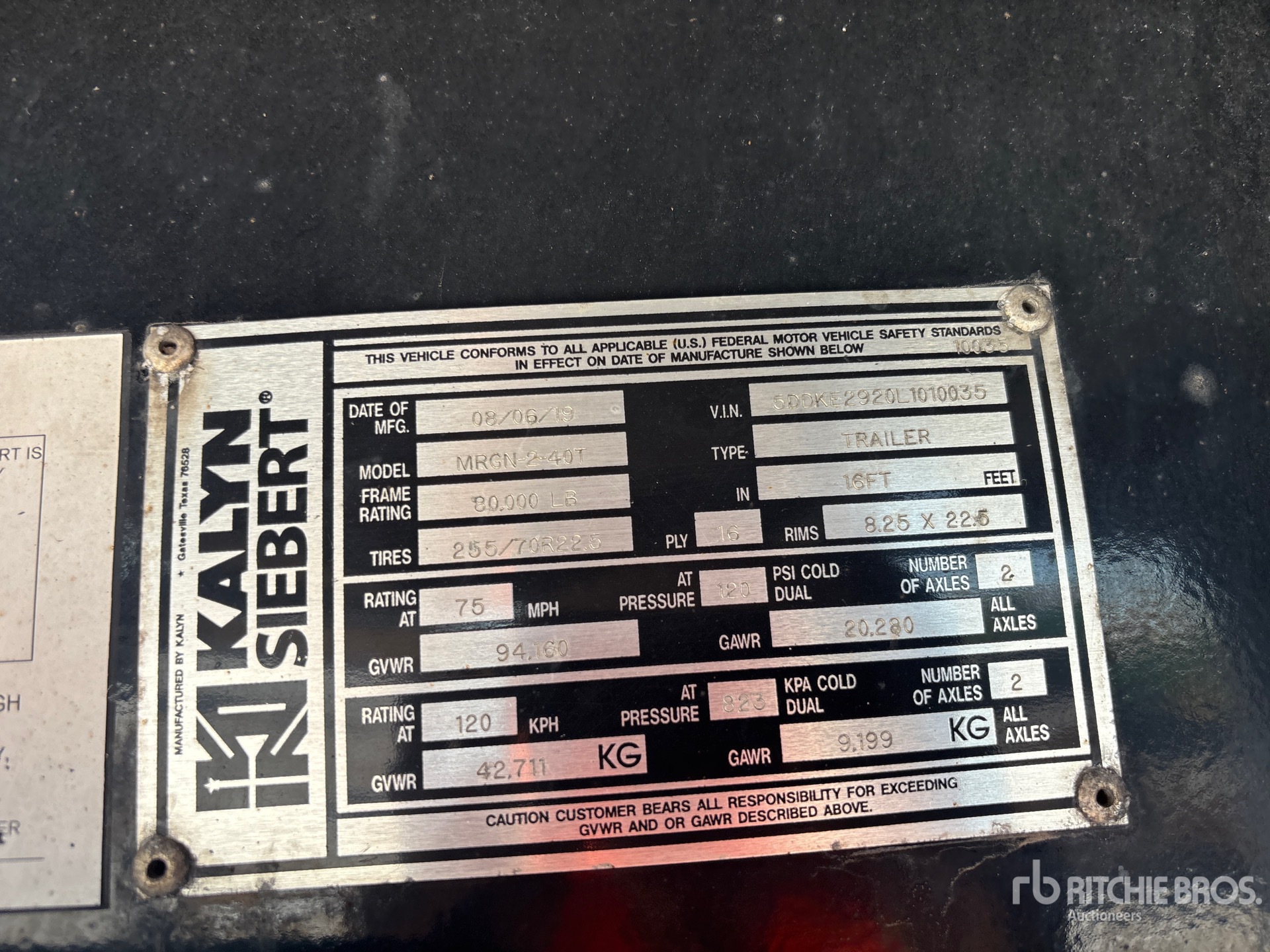 General Appearance with Serial Number / VIN