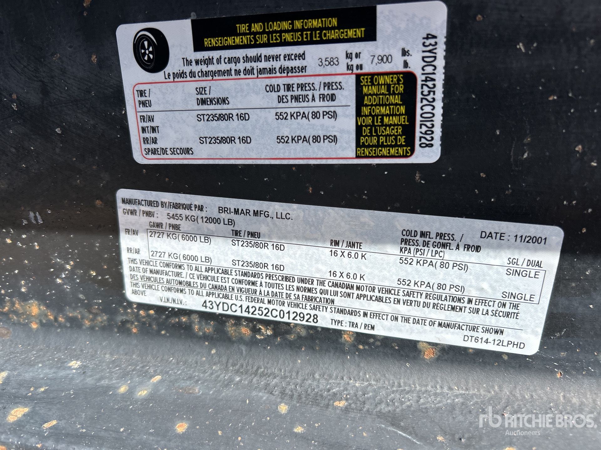General Appearance with Serial Number / VIN