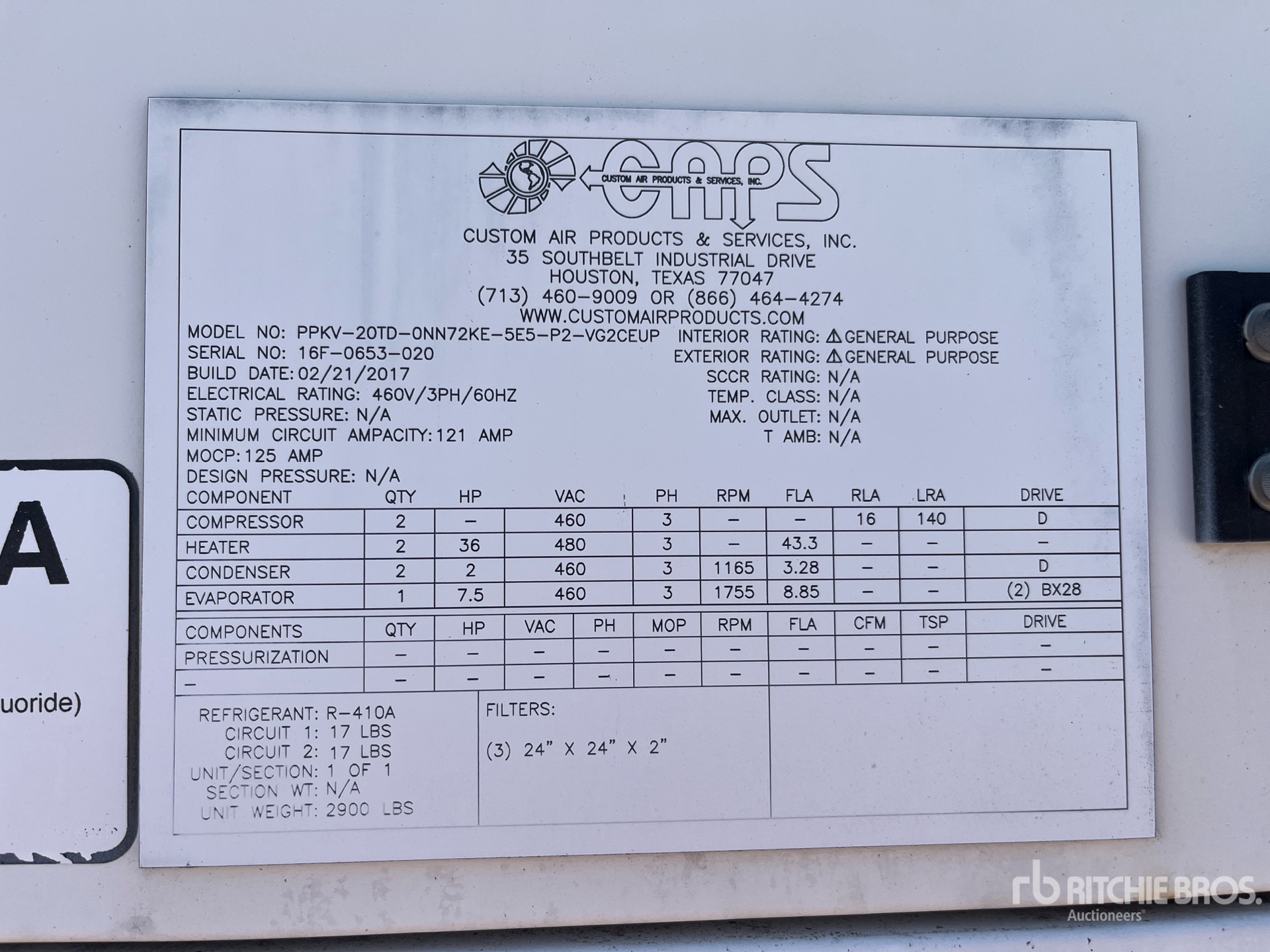 General Appearance with Serial Number / VIN