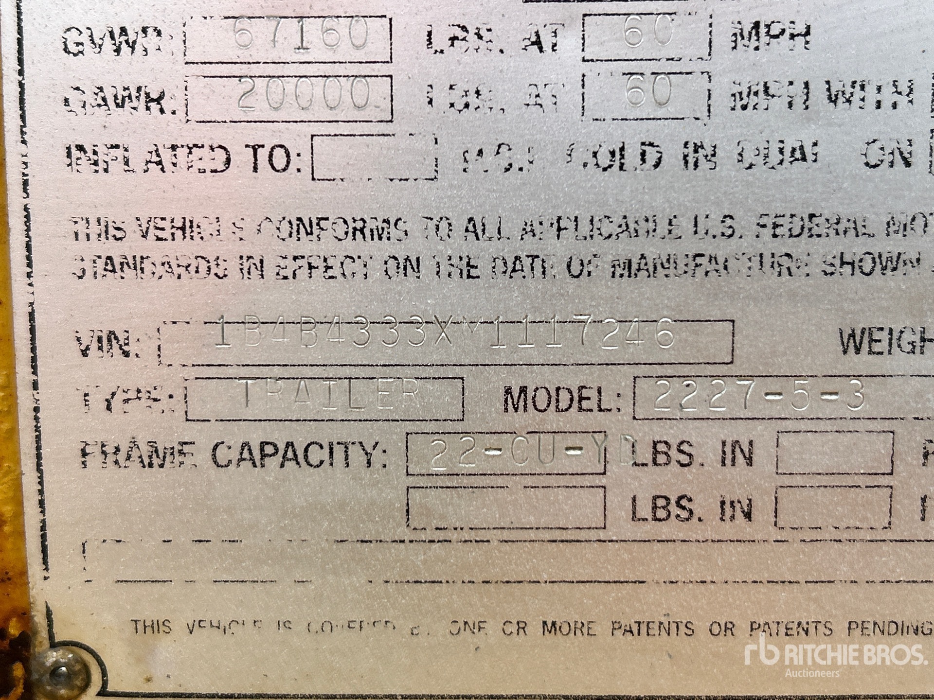 General Appearance with Serial Number / VIN