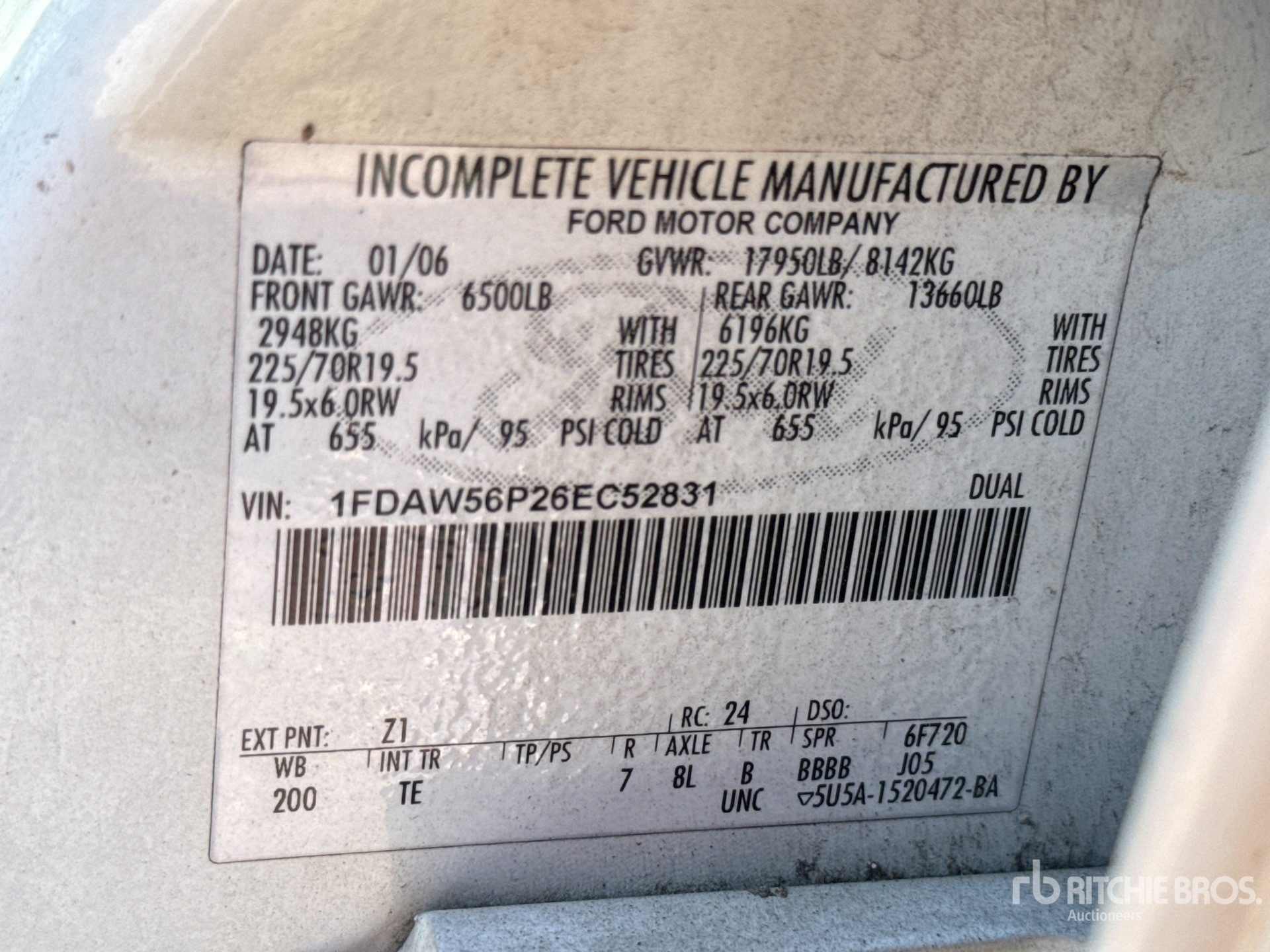 General Appearance with Serial Number / VIN