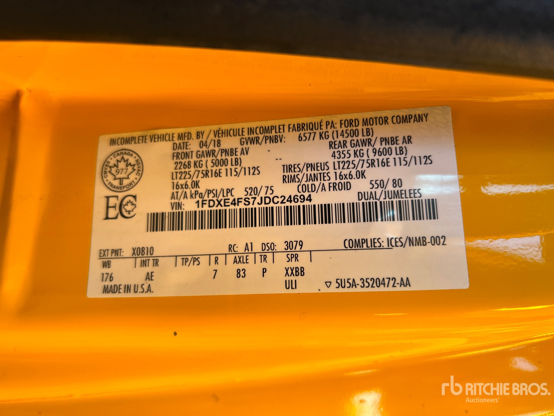 General Appearance with Serial Number / VIN