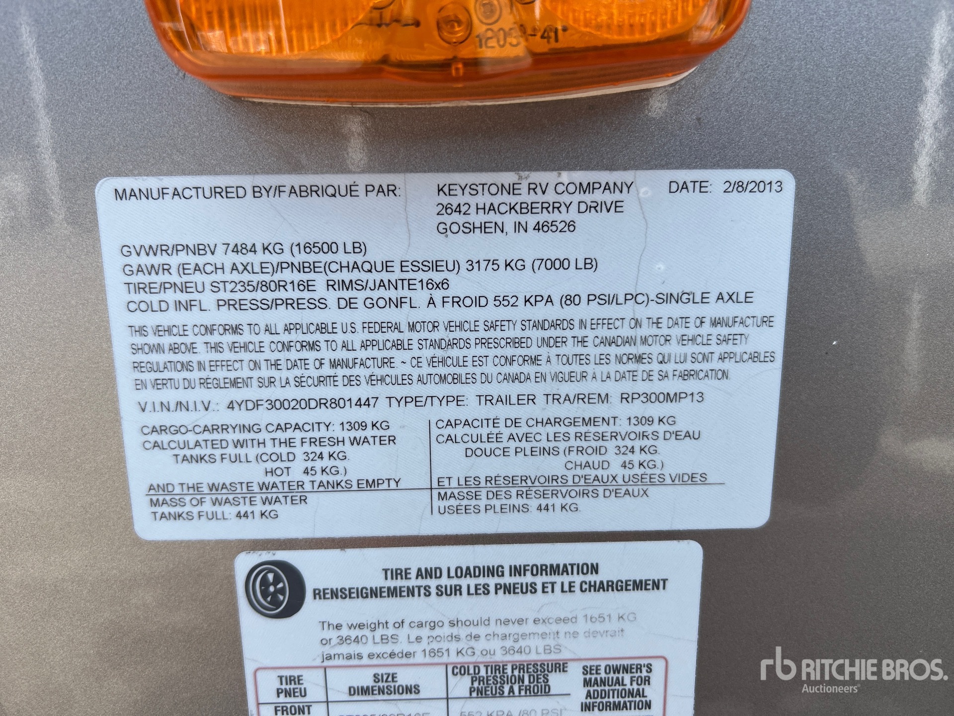 General Appearance with Serial Number / VIN