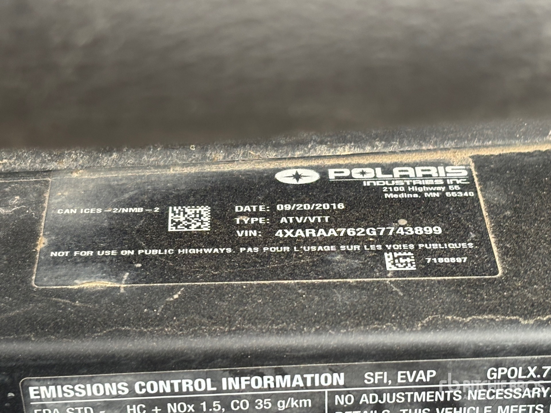 General Appearance with Serial Number / VIN