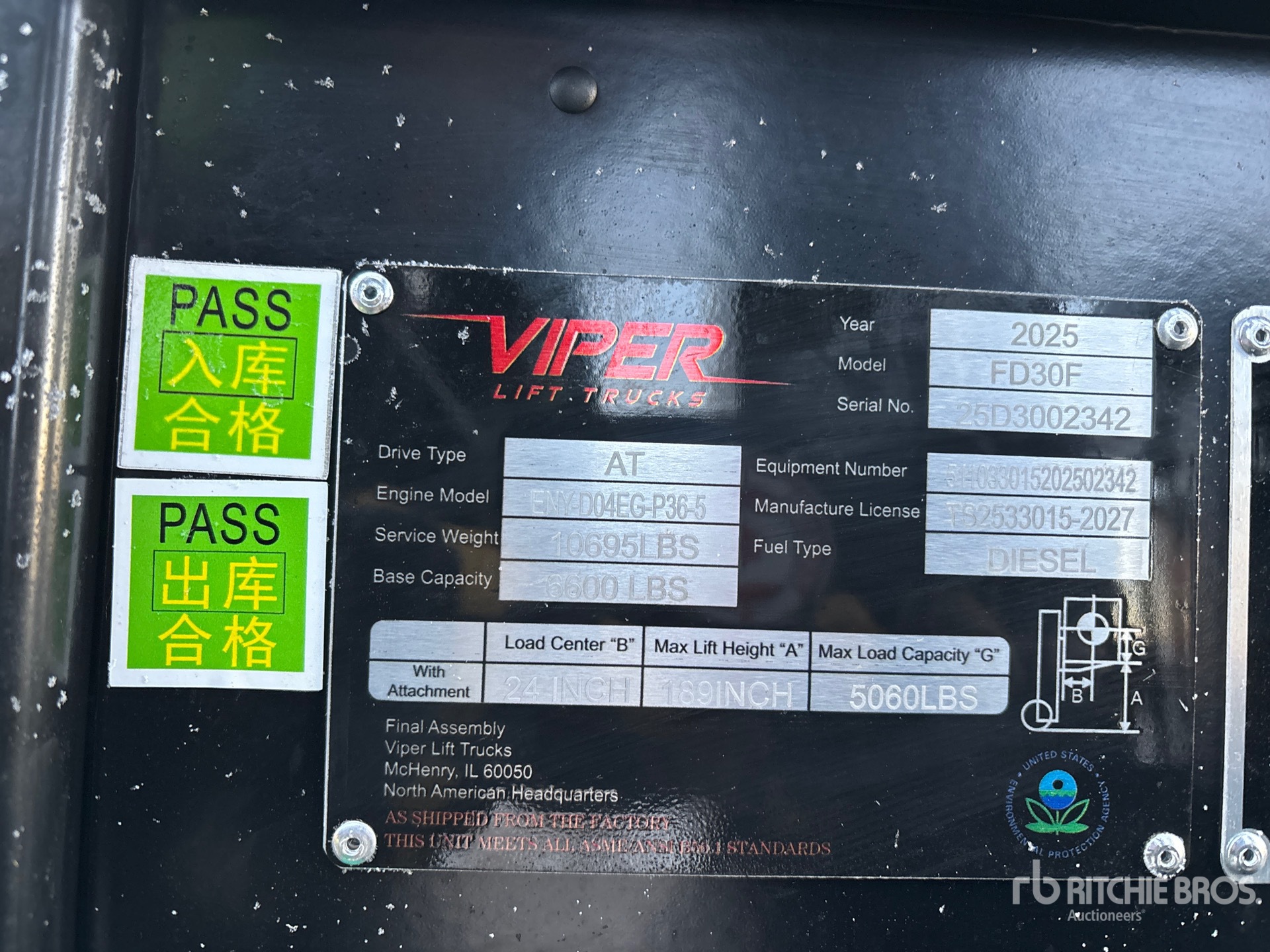 General Appearance with Serial Number / VIN