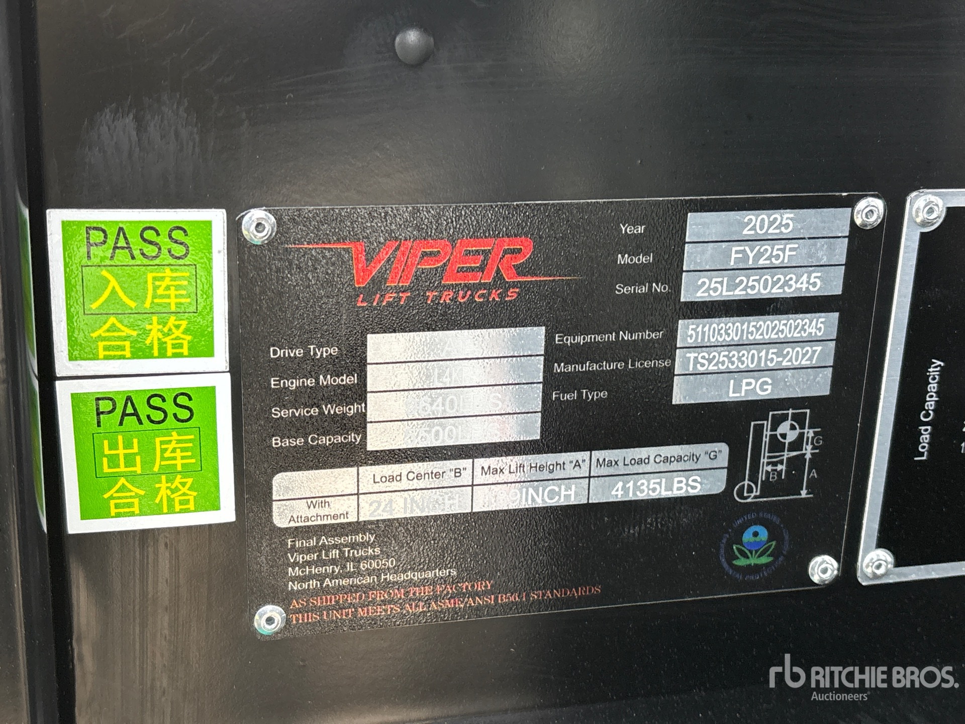 General Appearance with Serial Number / VIN