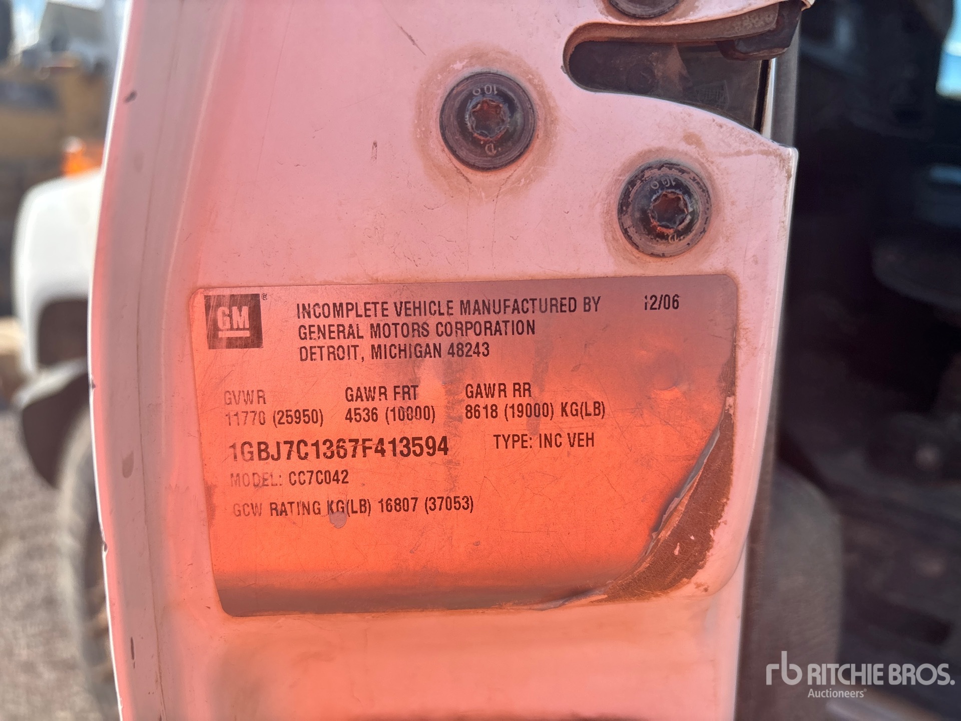 General Appearance with Serial Number / VIN