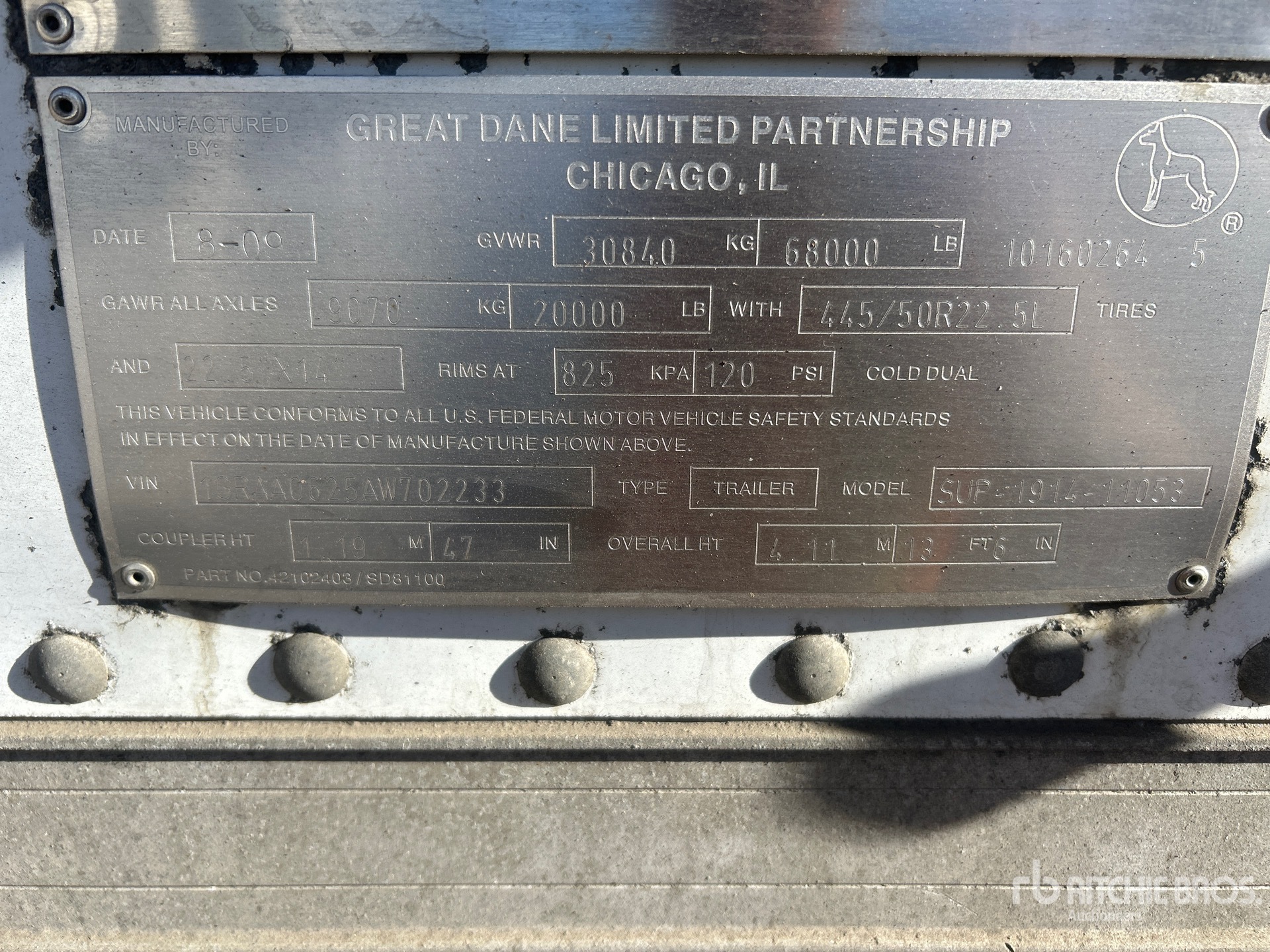 General Appearance with Serial Number / VIN