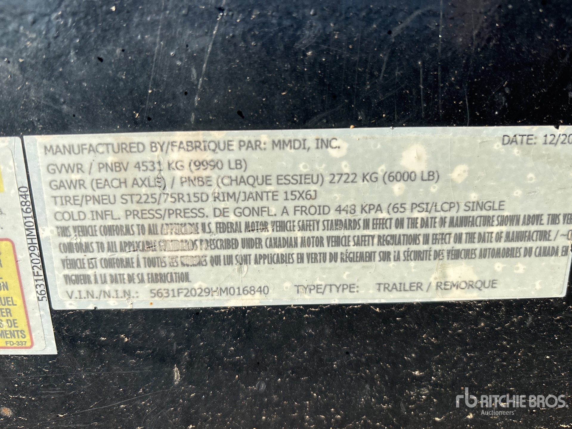 General Appearance with Serial Number / VIN