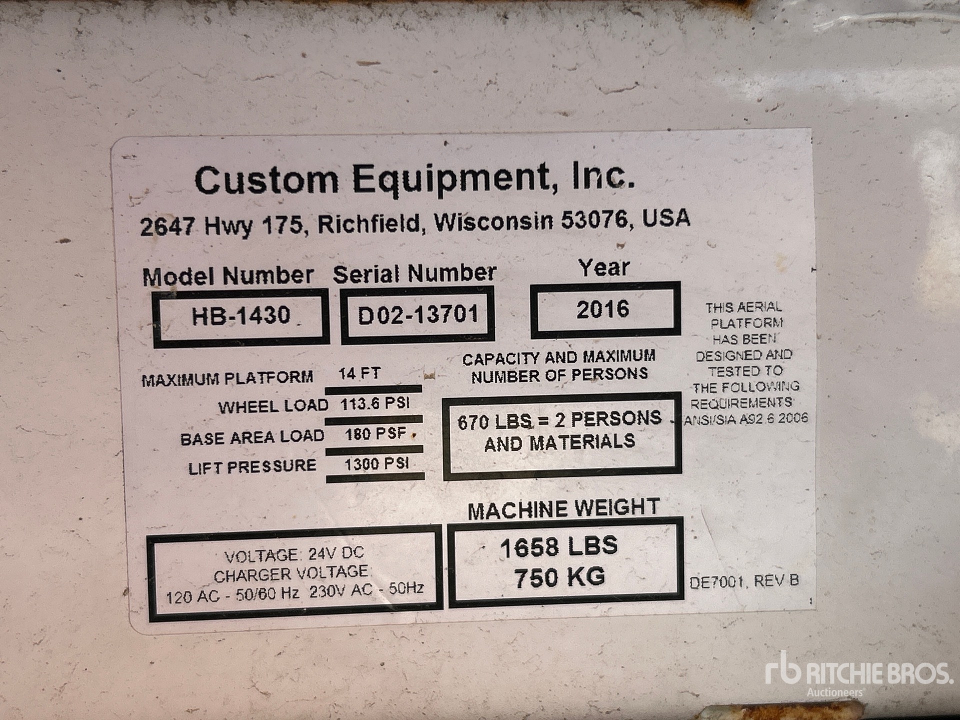 General Appearance with Serial Number / VIN
