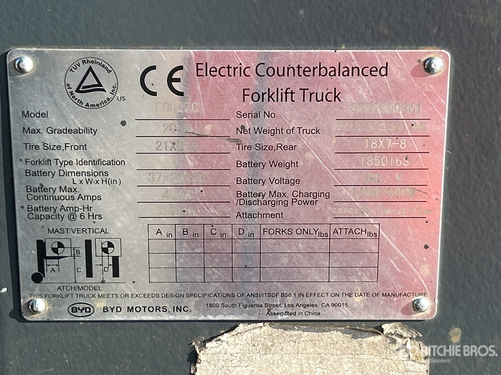 General Appearance with Serial Number / VIN