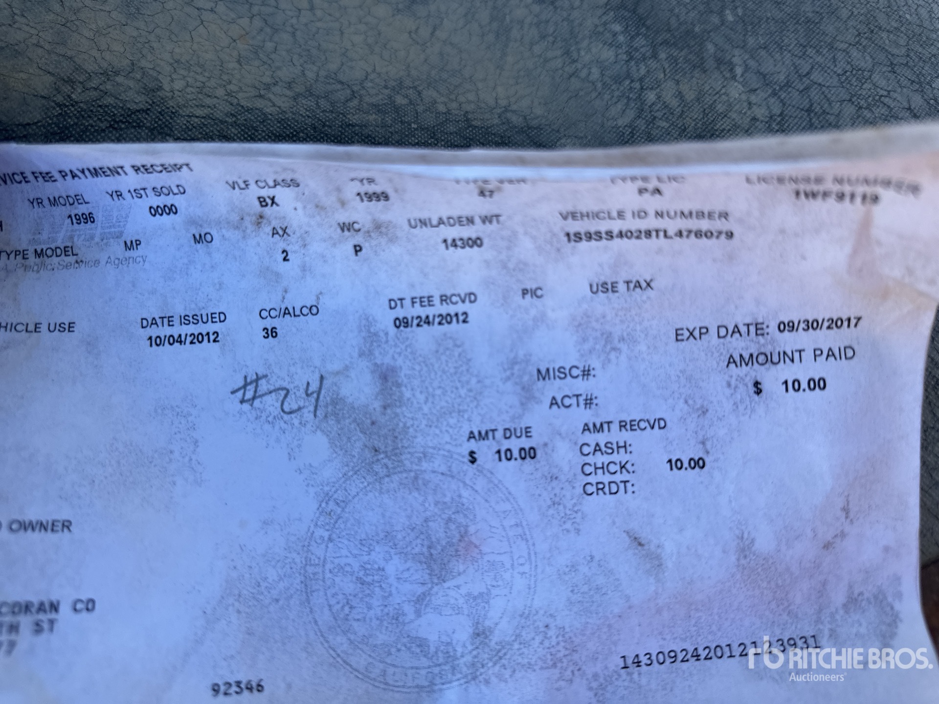 General Appearance with Serial Number / VIN