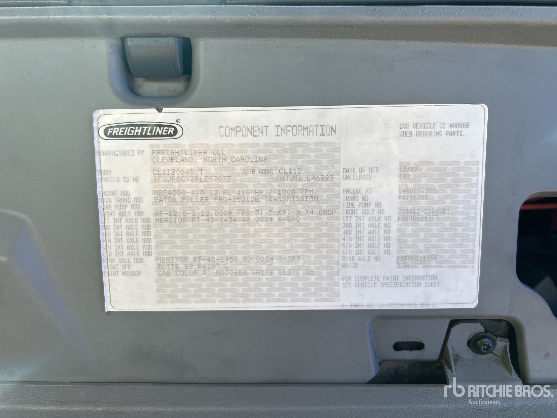 General Appearance with Serial Number / VIN