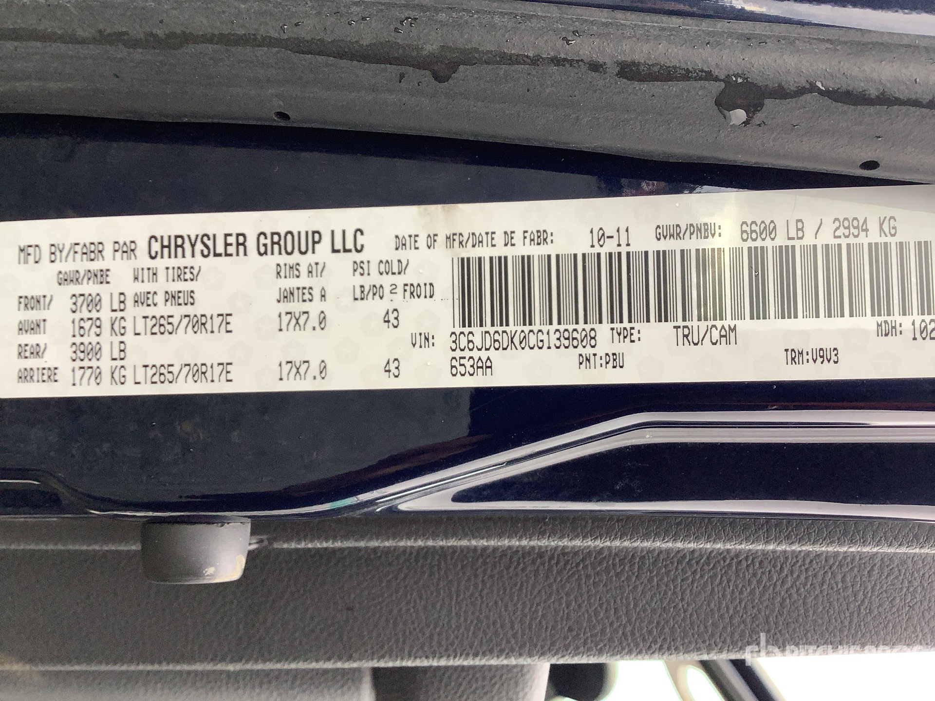General Appearance with Serial Number / VIN