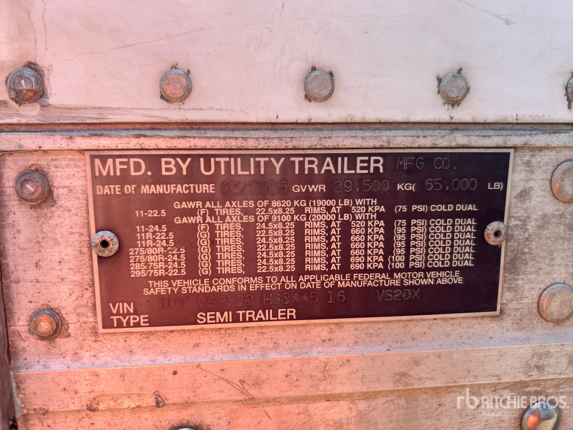 General Appearance with Serial Number / VIN