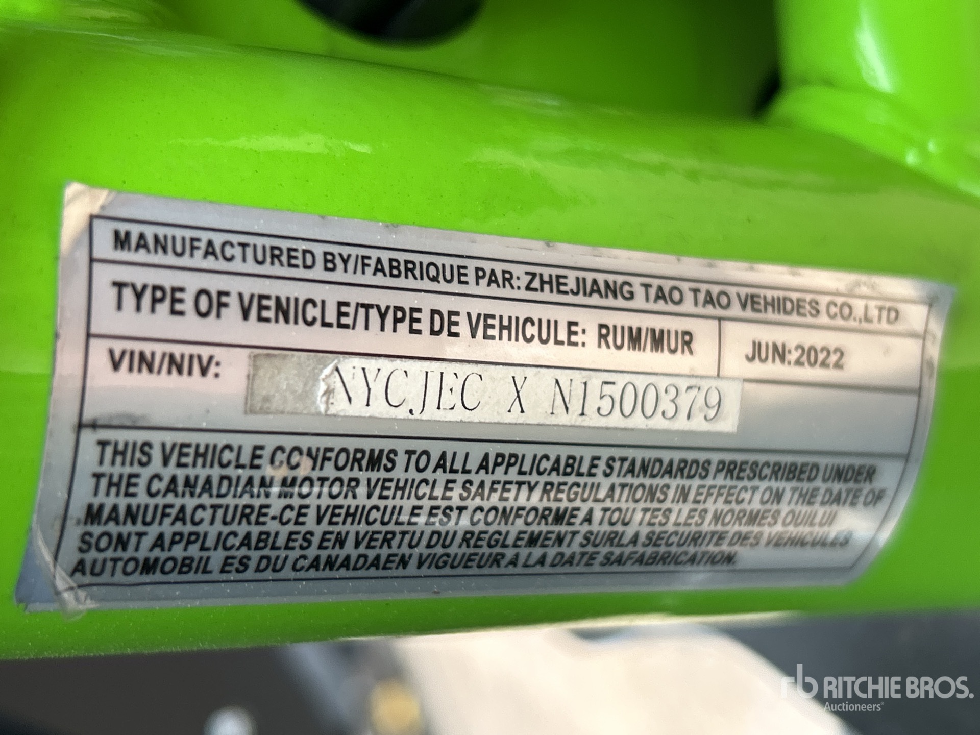 General Appearance with Serial Number / VIN