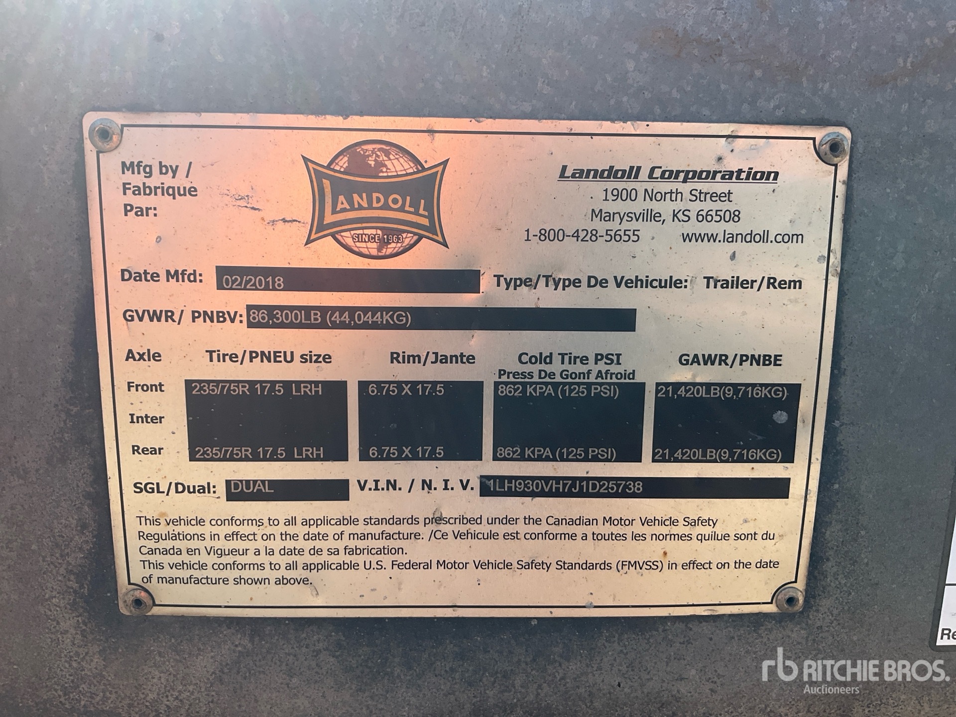 General Appearance with Serial Number / VIN