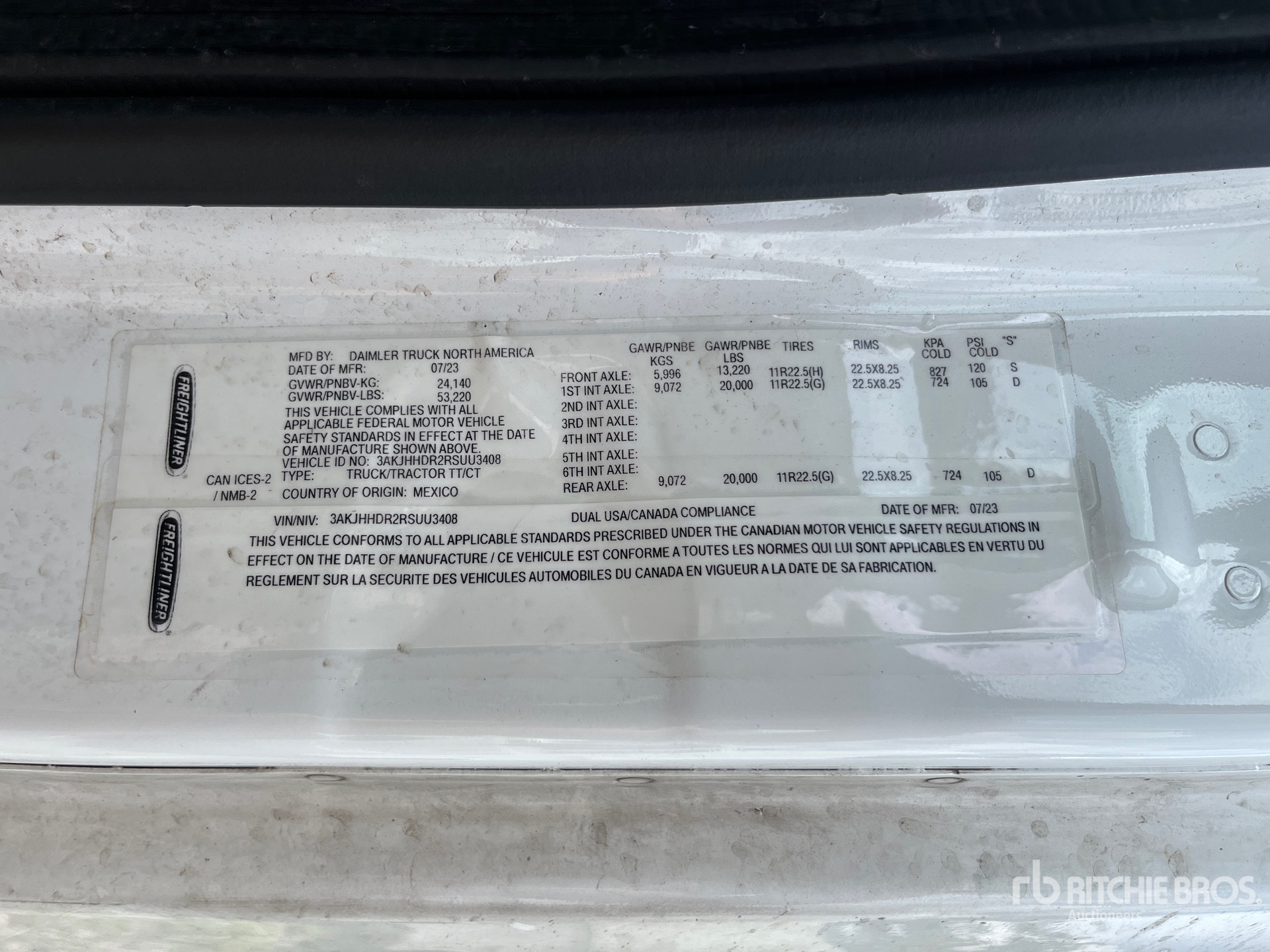 General Appearance with Serial Number / VIN