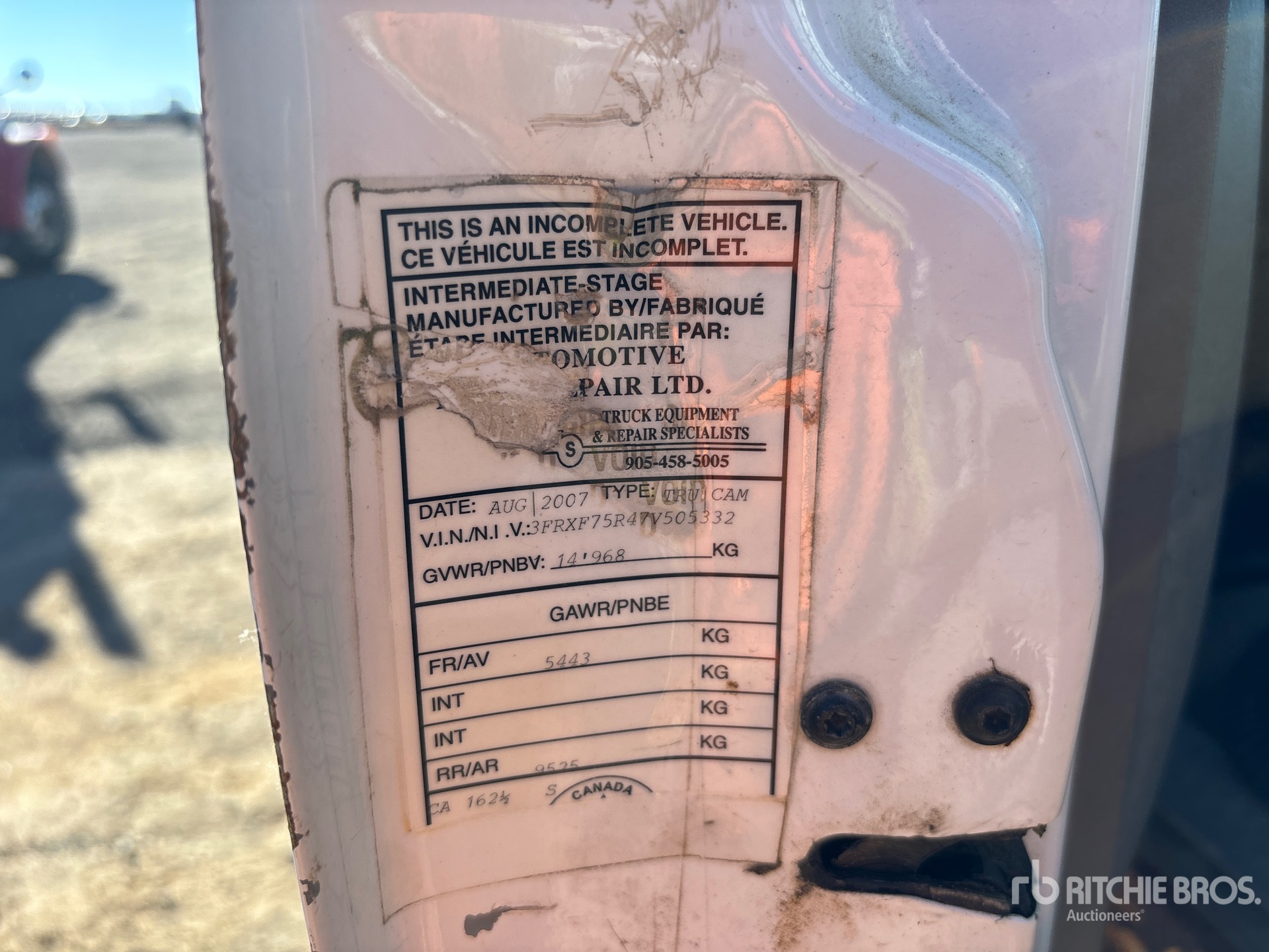 General Appearance with Serial Number / VIN