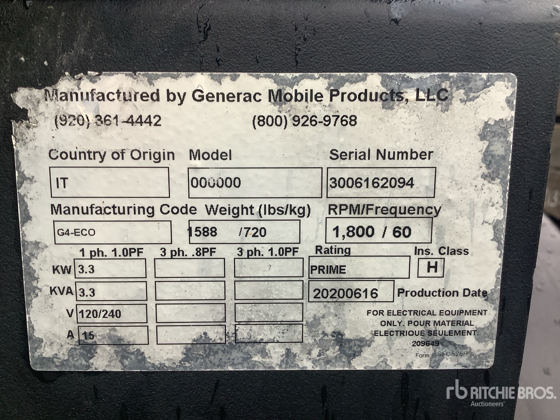 General Appearance with Serial Number / VIN
