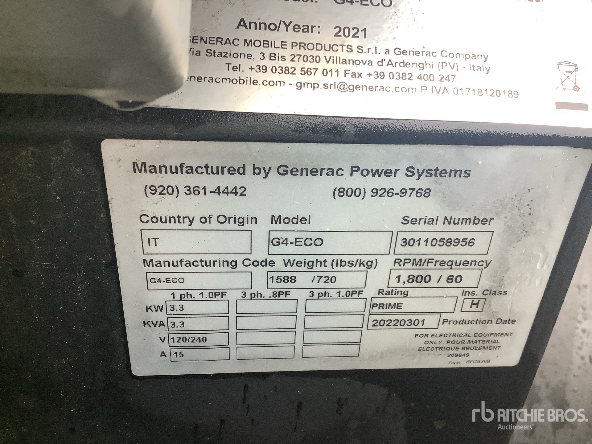 General Appearance with Serial Number / VIN