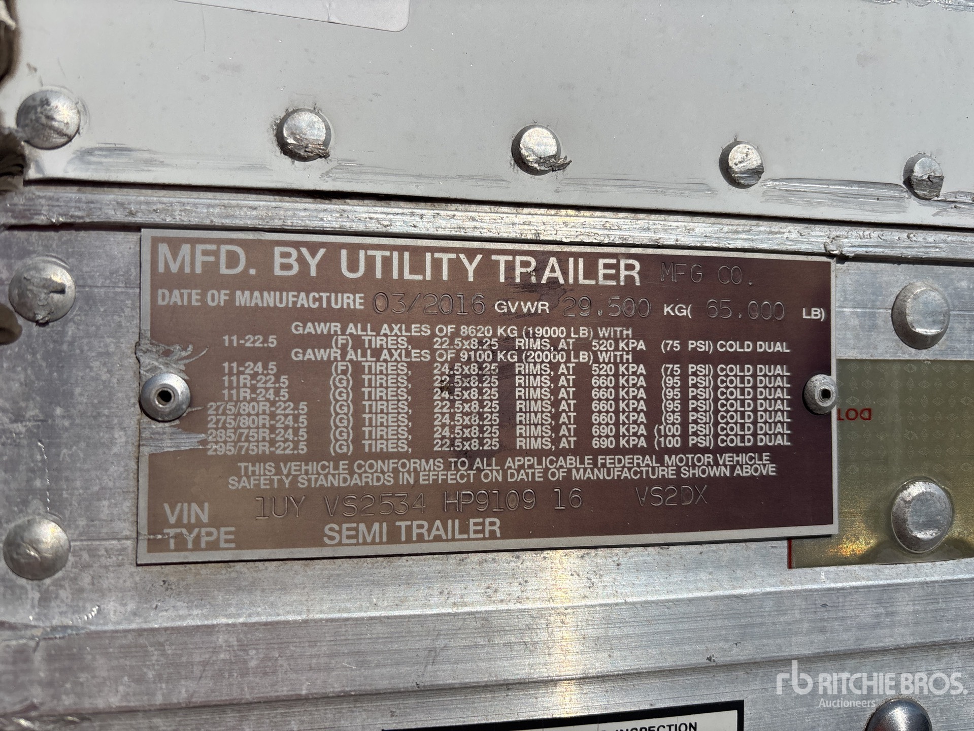 General Appearance with Serial Number / VIN