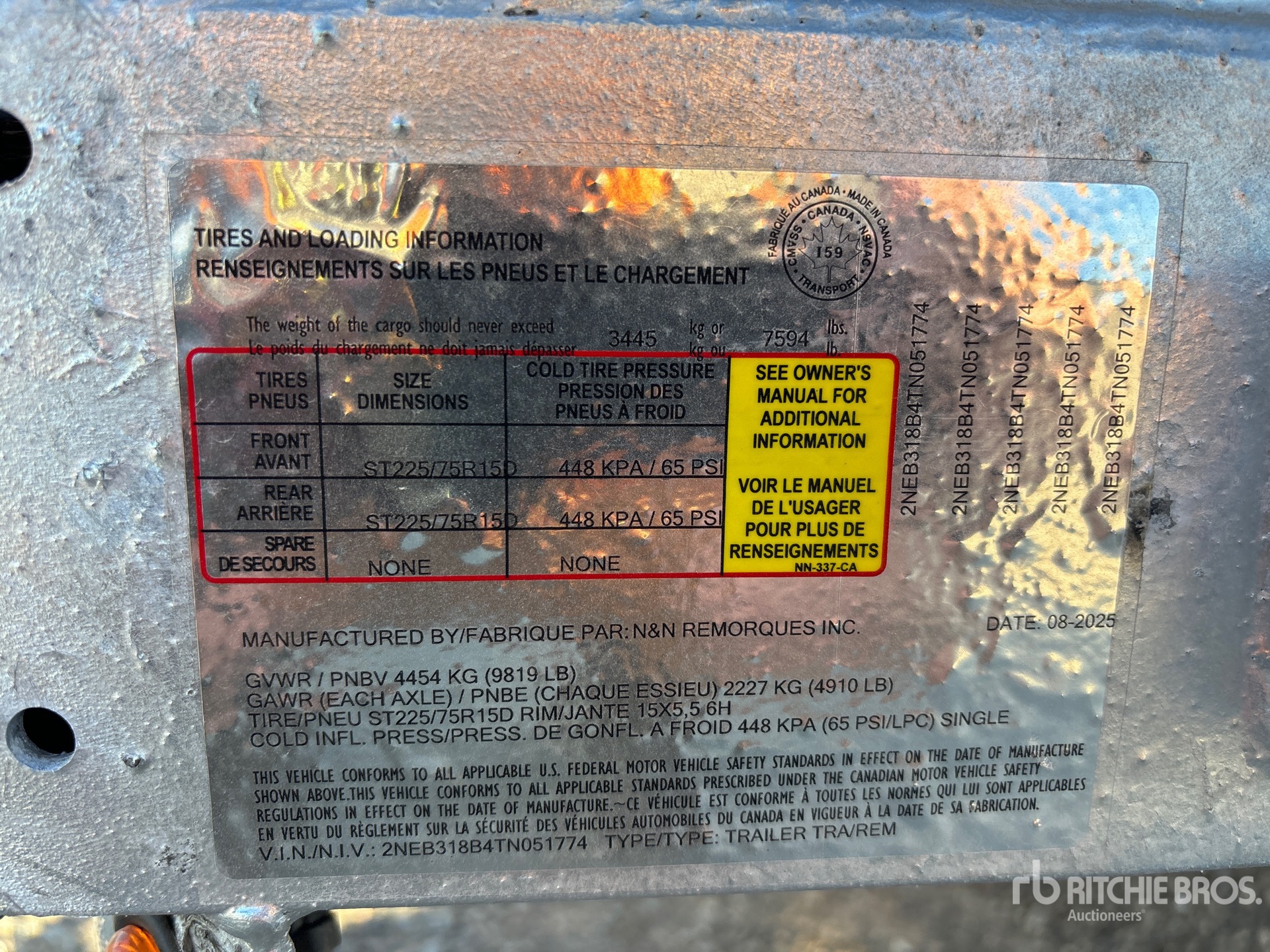 General Appearance with Serial Number / VIN