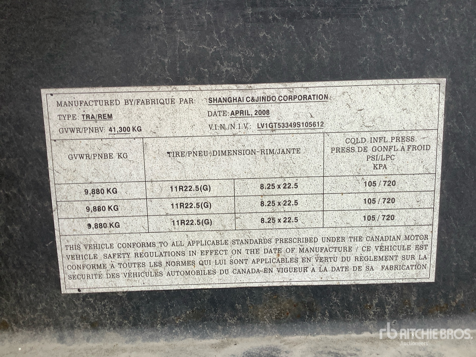 General Appearance with Serial Number / VIN