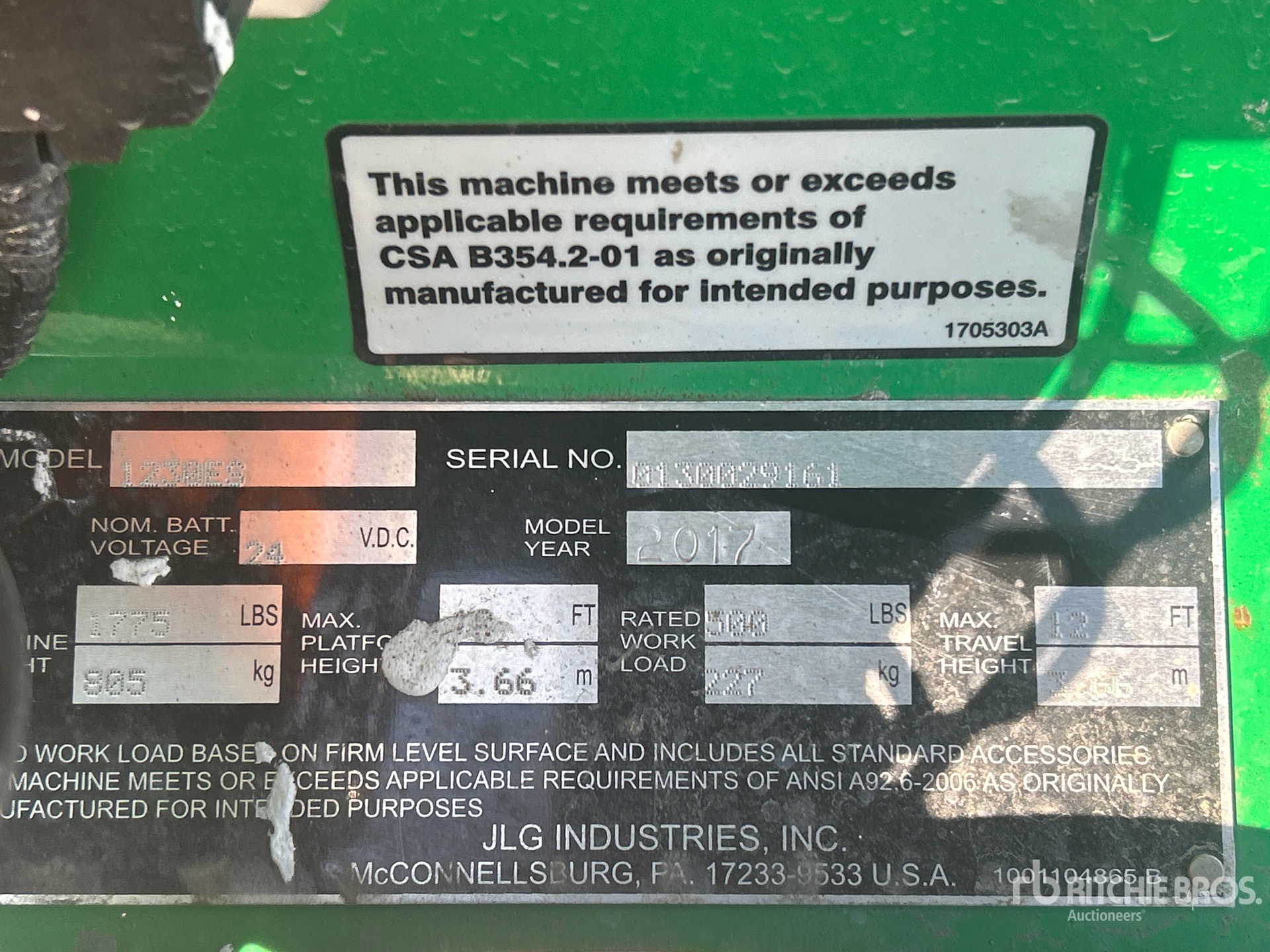 General Appearance with Serial Number / VIN