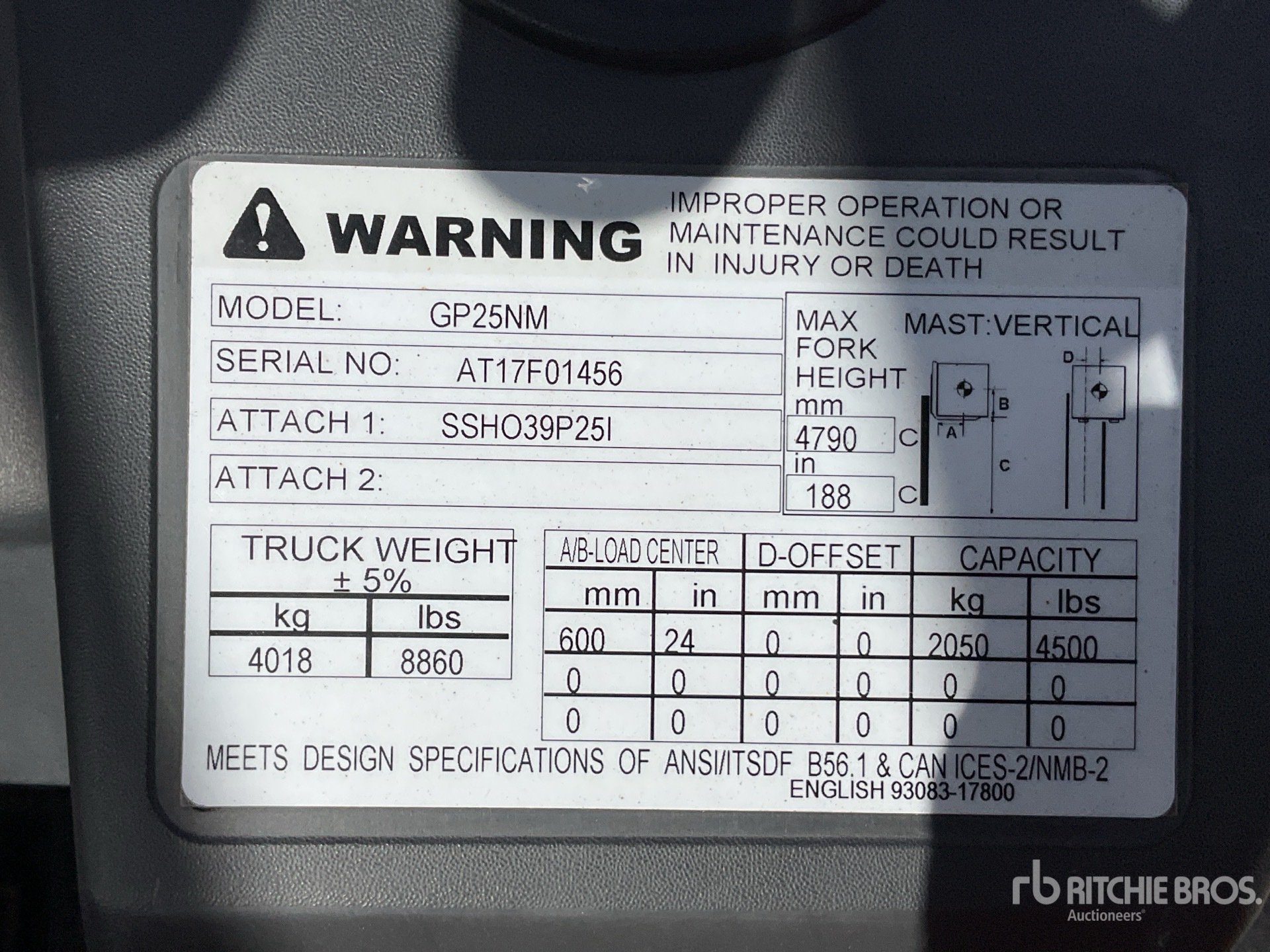 General Appearance with Serial Number / VIN
